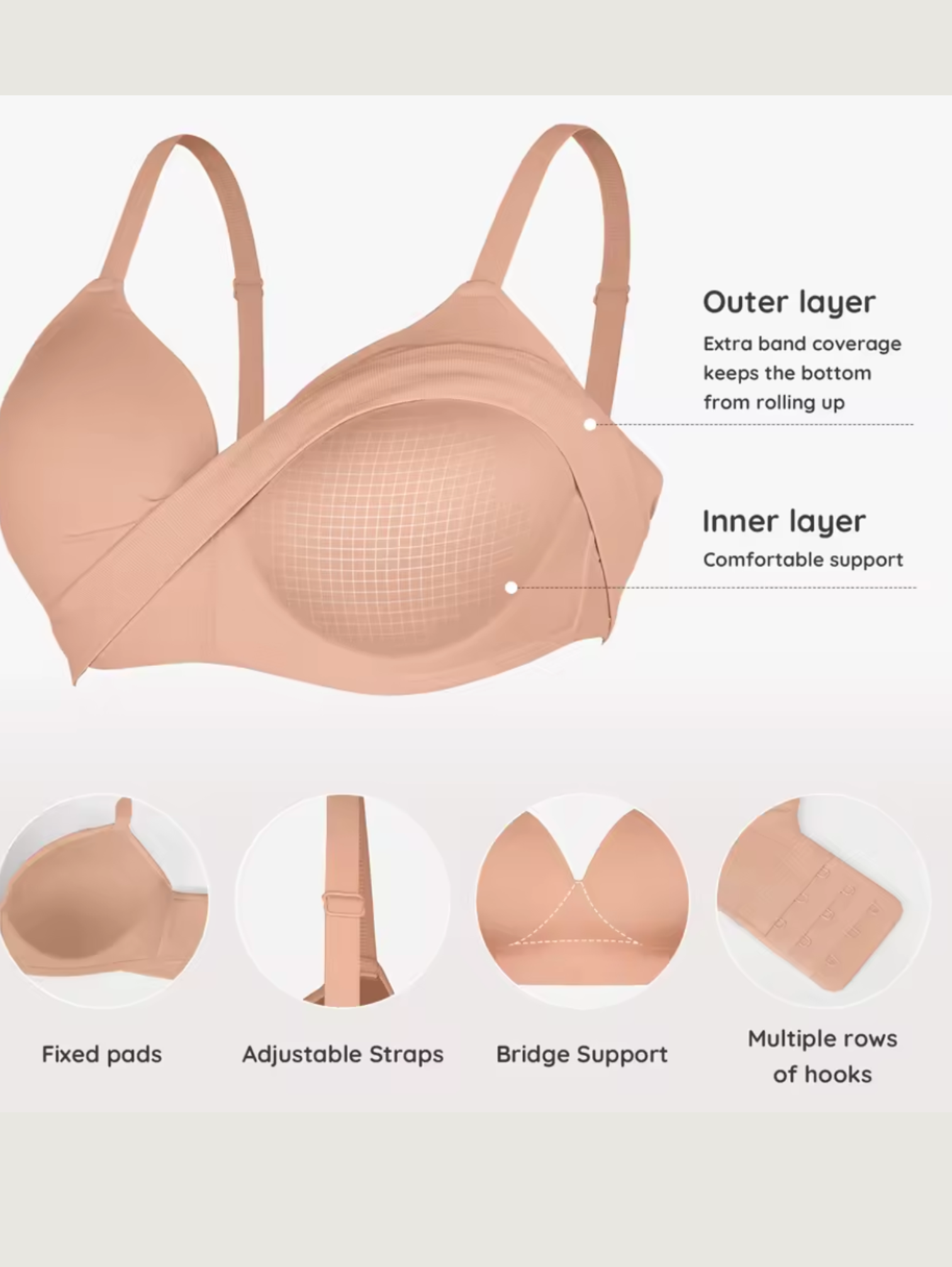 SEAMLESS WIRELESS SHAPING BRA
