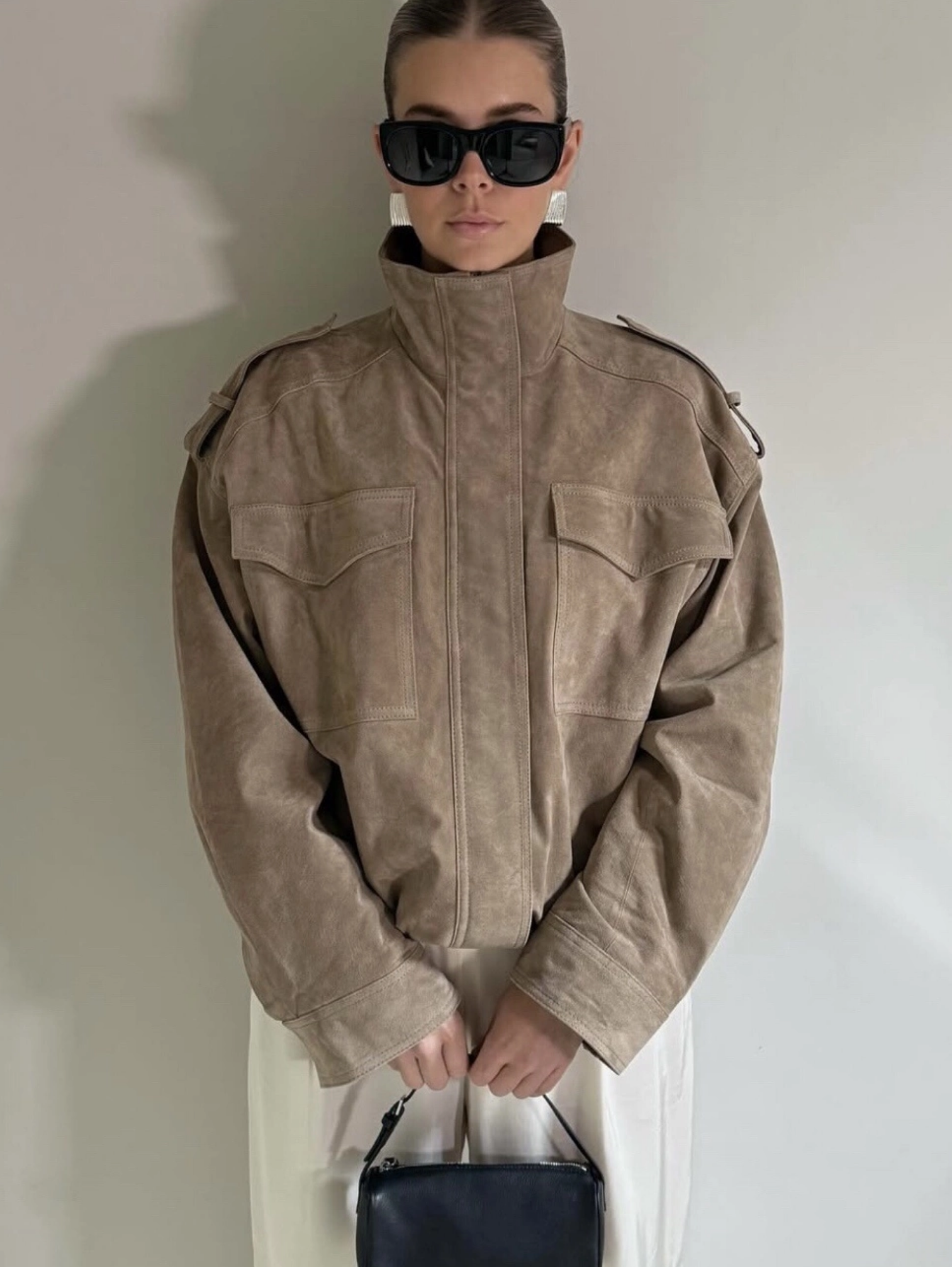 SUEDE TEXTURE BOMBER JACKET