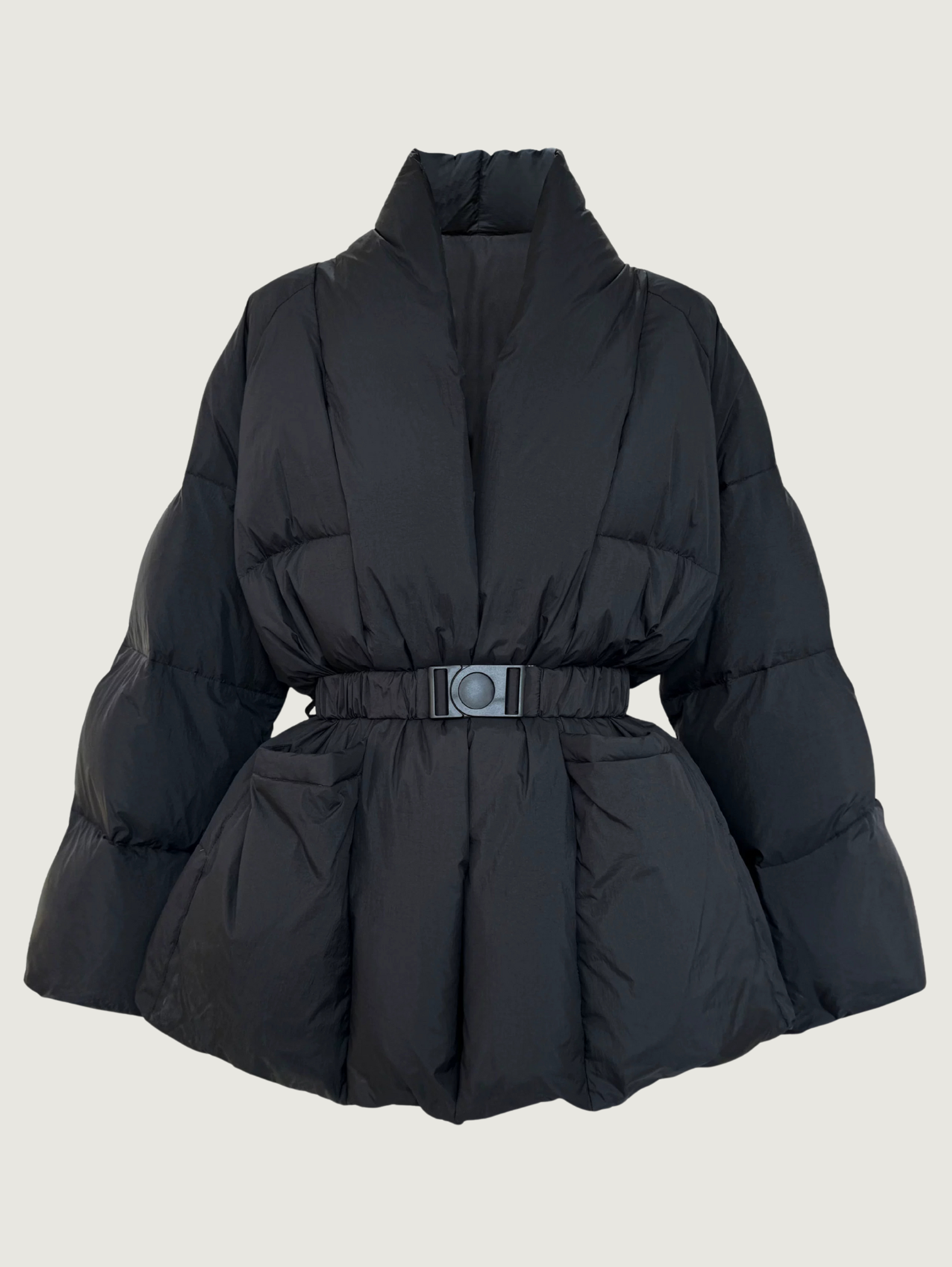 ELEGANT BELTED PUFFER DOWN JACKET