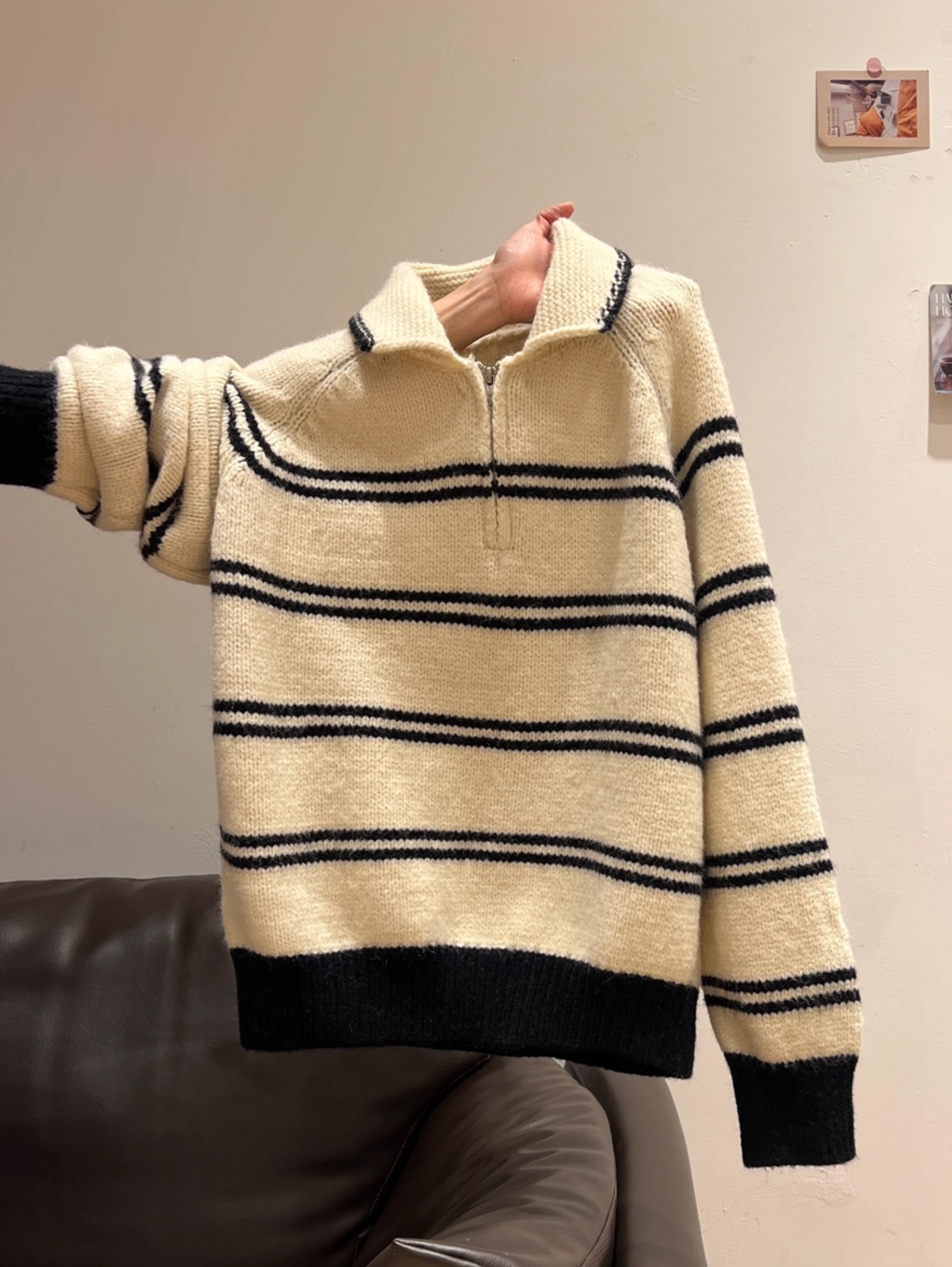 FAIR ISLE STRIPE HALF-ZIP SWEATER