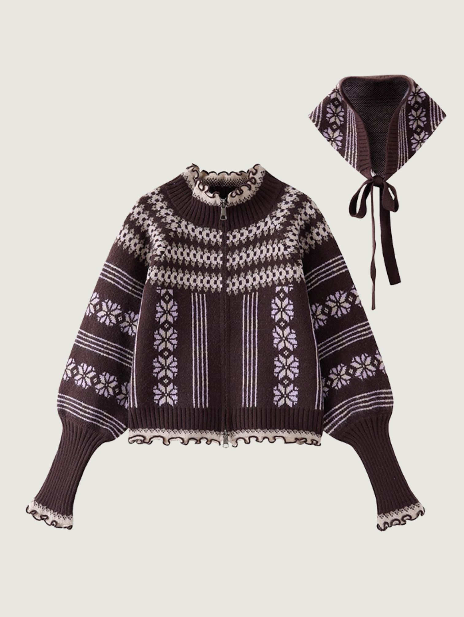 FAIRY ISLE ZIP KNIT CARDIGAN