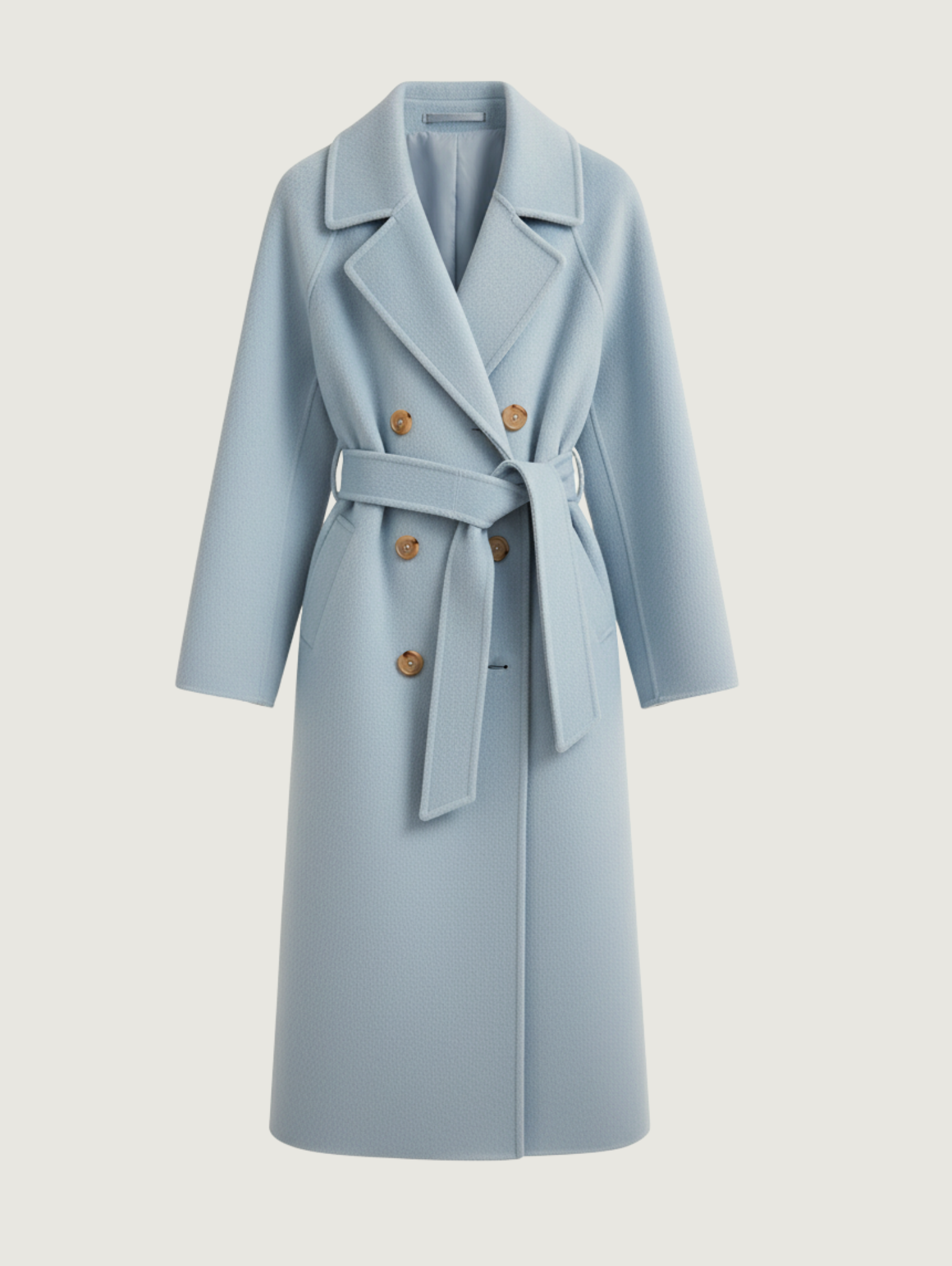 BLUE WOOL BELTED COAT