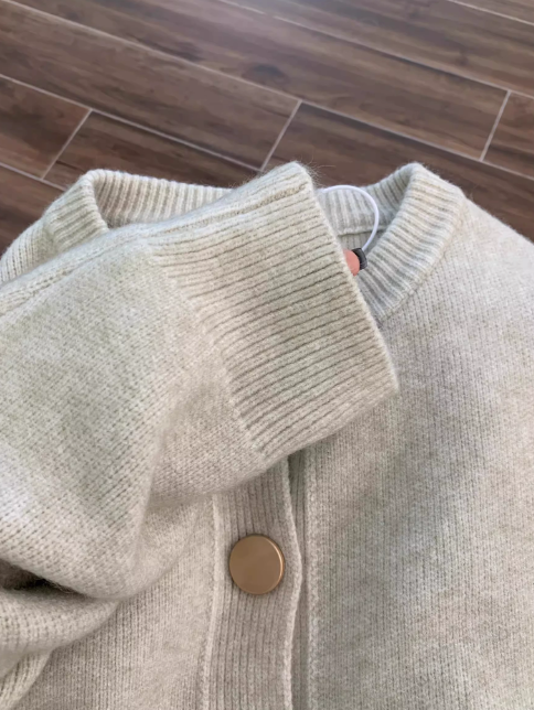 CASUAL LOOSE COLOR-BLOCK SWEATER CARDIGAN