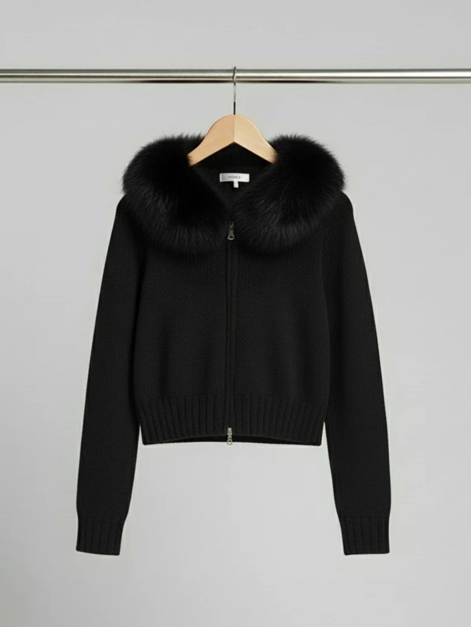 HOODED FOX FUR KNIT JACKET