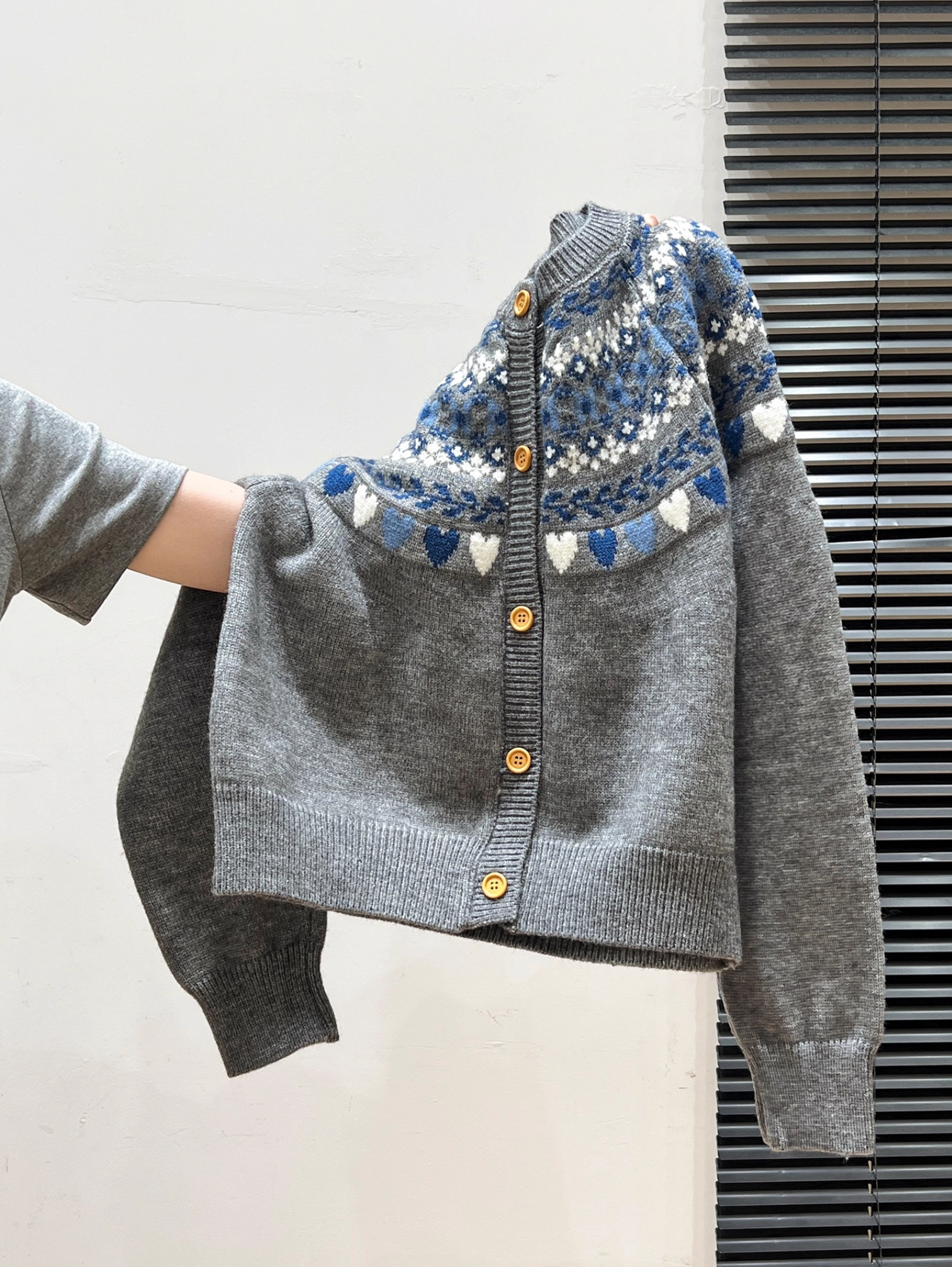 FAIR ISLE HEARTS WOOL-BLEND CARDIGAN