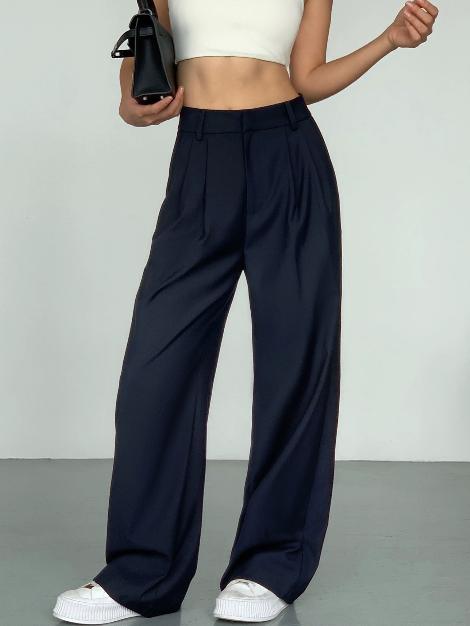 LOOSE STRAIGHT WIDE-LEG SUIT TROUSERS