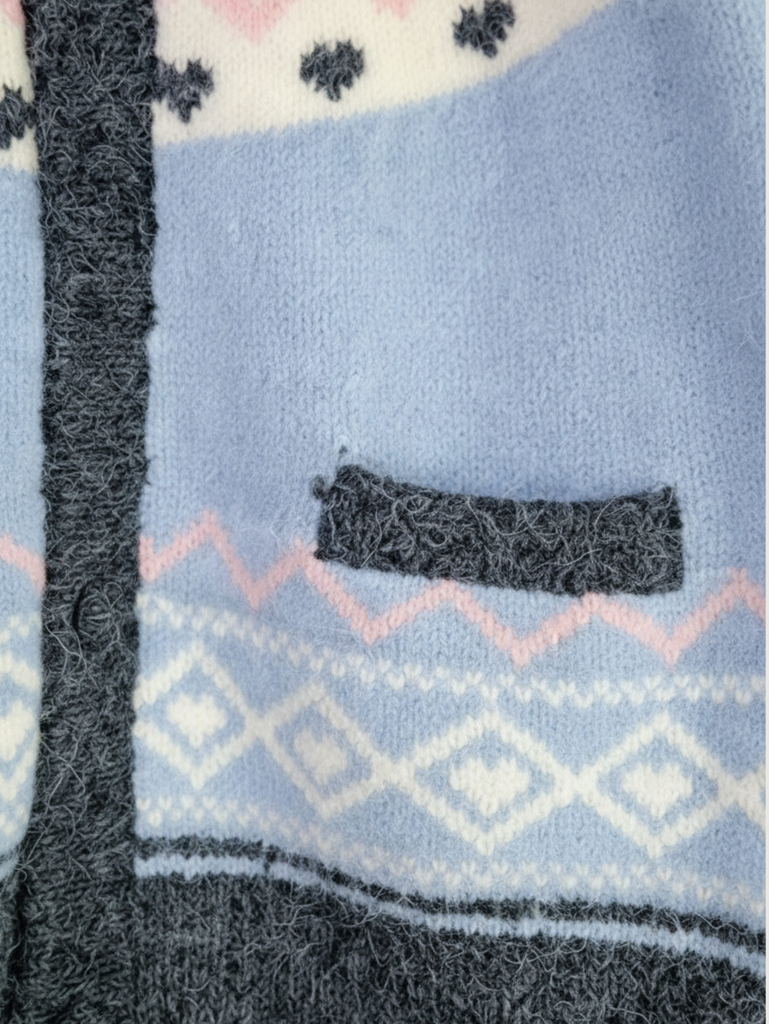 VINTAGE PATTERN KNIT CARDIGAN I BLUE