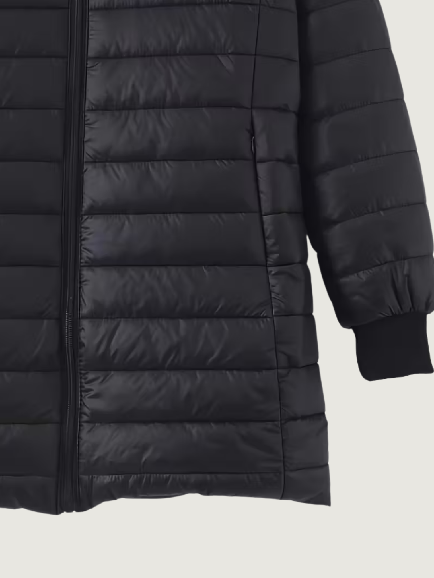 MID-LENGTH HOODED PUFFER ZIPPER JACKET