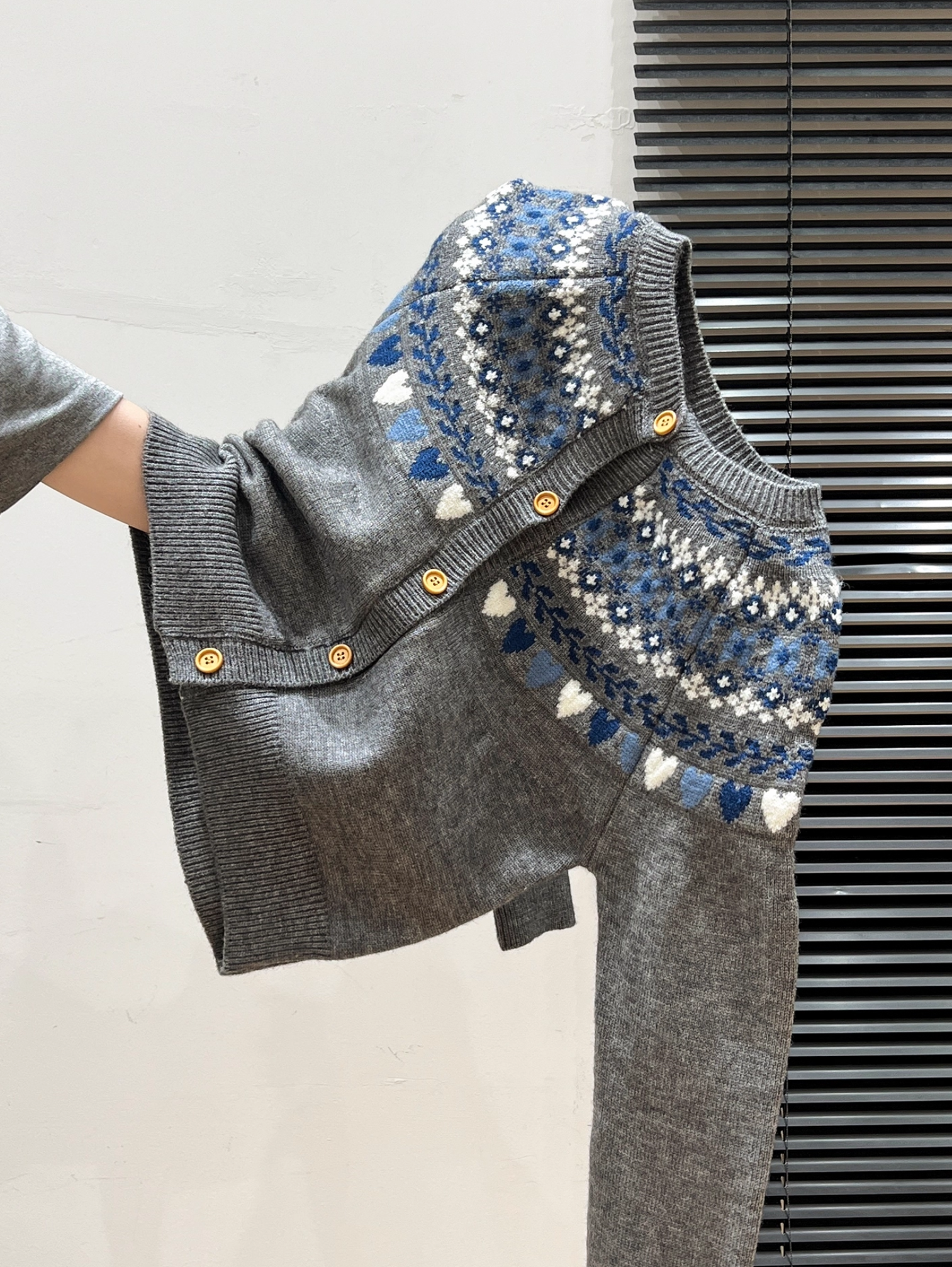 FAIR ISLE HEARTS WOOL-BLEND CARDIGAN