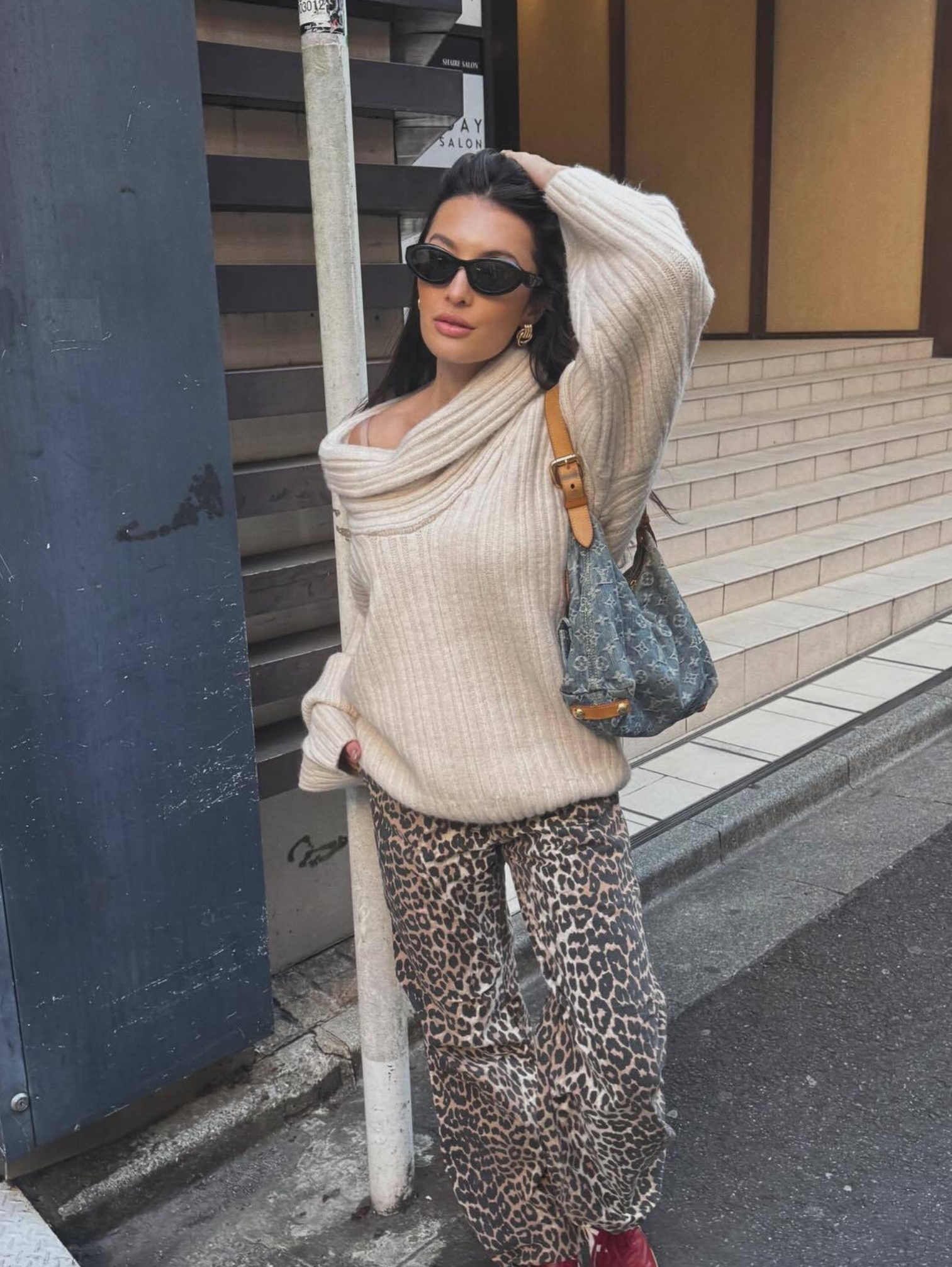 ASYMMETRIC OFF-SHOULDER KNIT PULLOVER