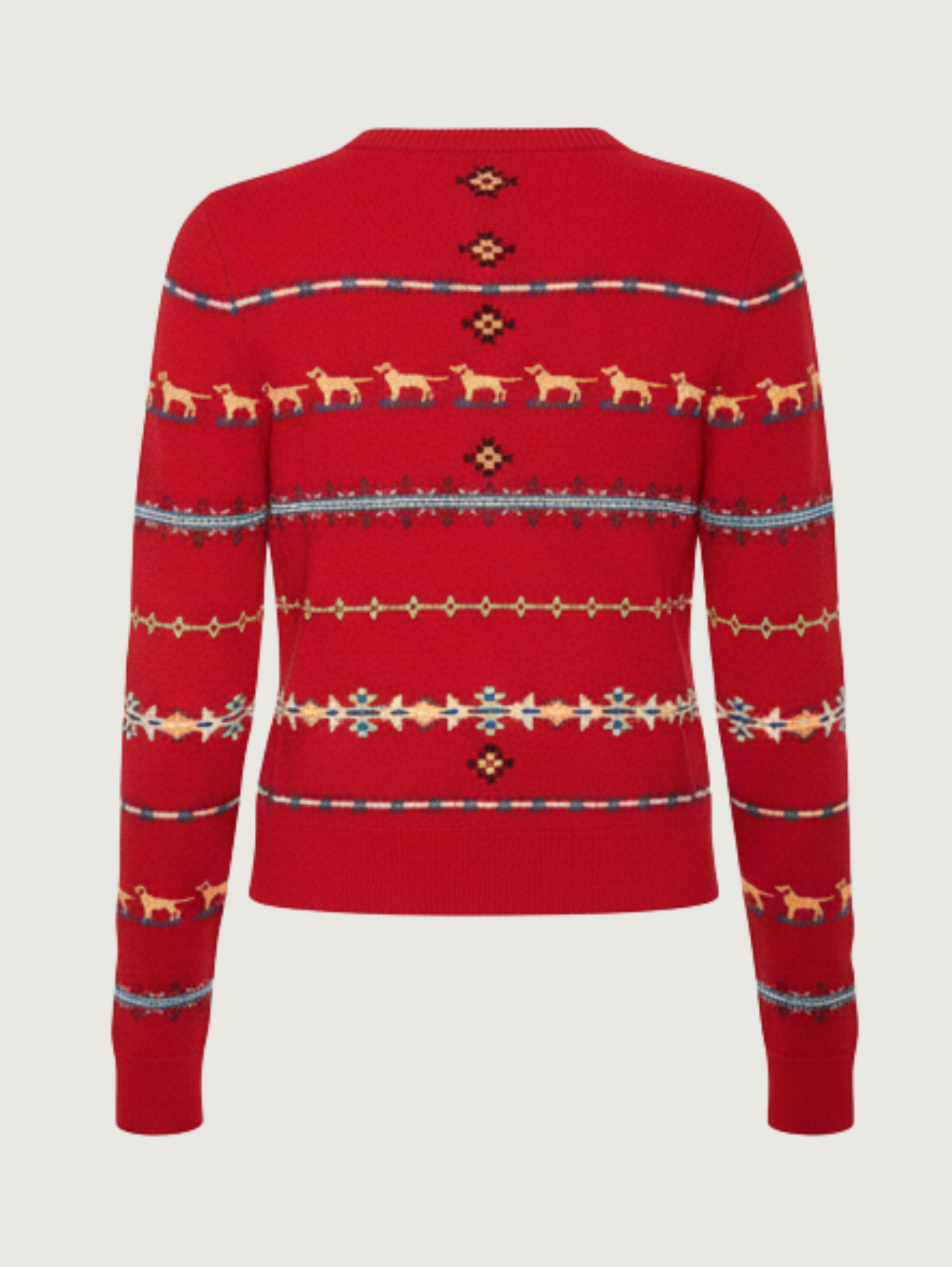 CHRISTMAS RED PUPPY KNIT CARDIGAN