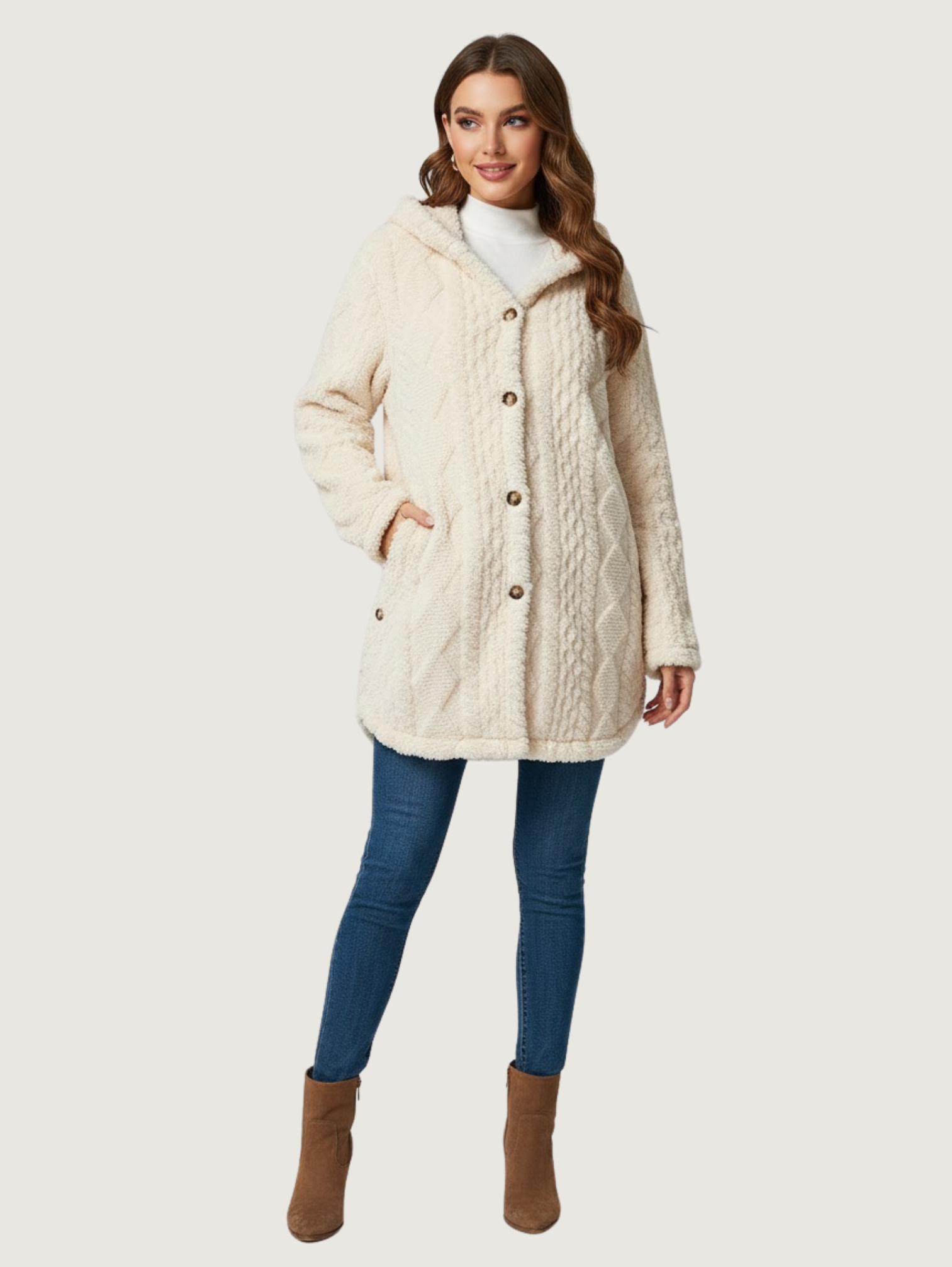 ALL-SEASON PLUSH CARDIGAN WITH POCKETS