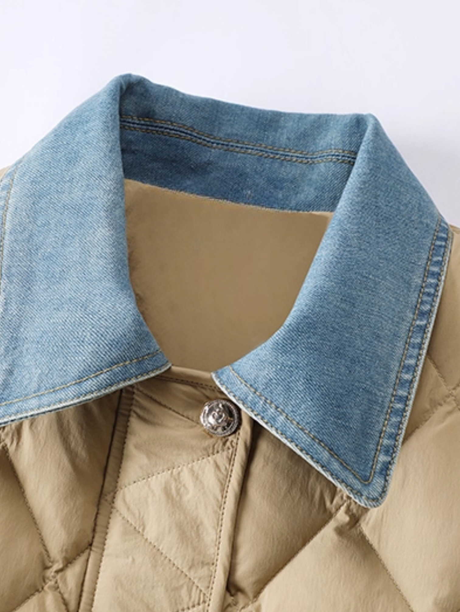 CONTRAST COLLAR MID-LENGTH QUILTED COAT