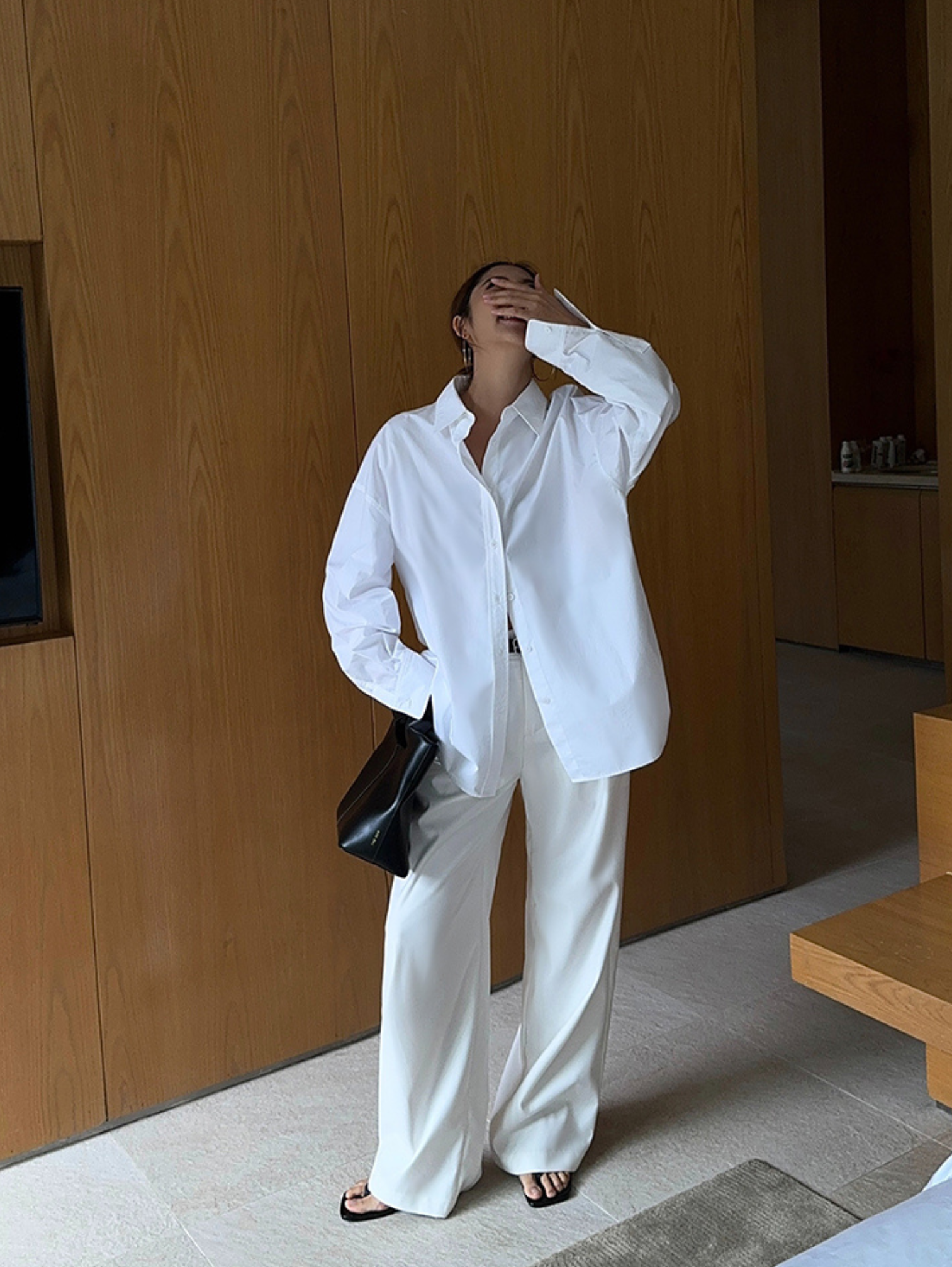 LOOSE STRAIGHT WIDE-LEG SUIT TROUSERS