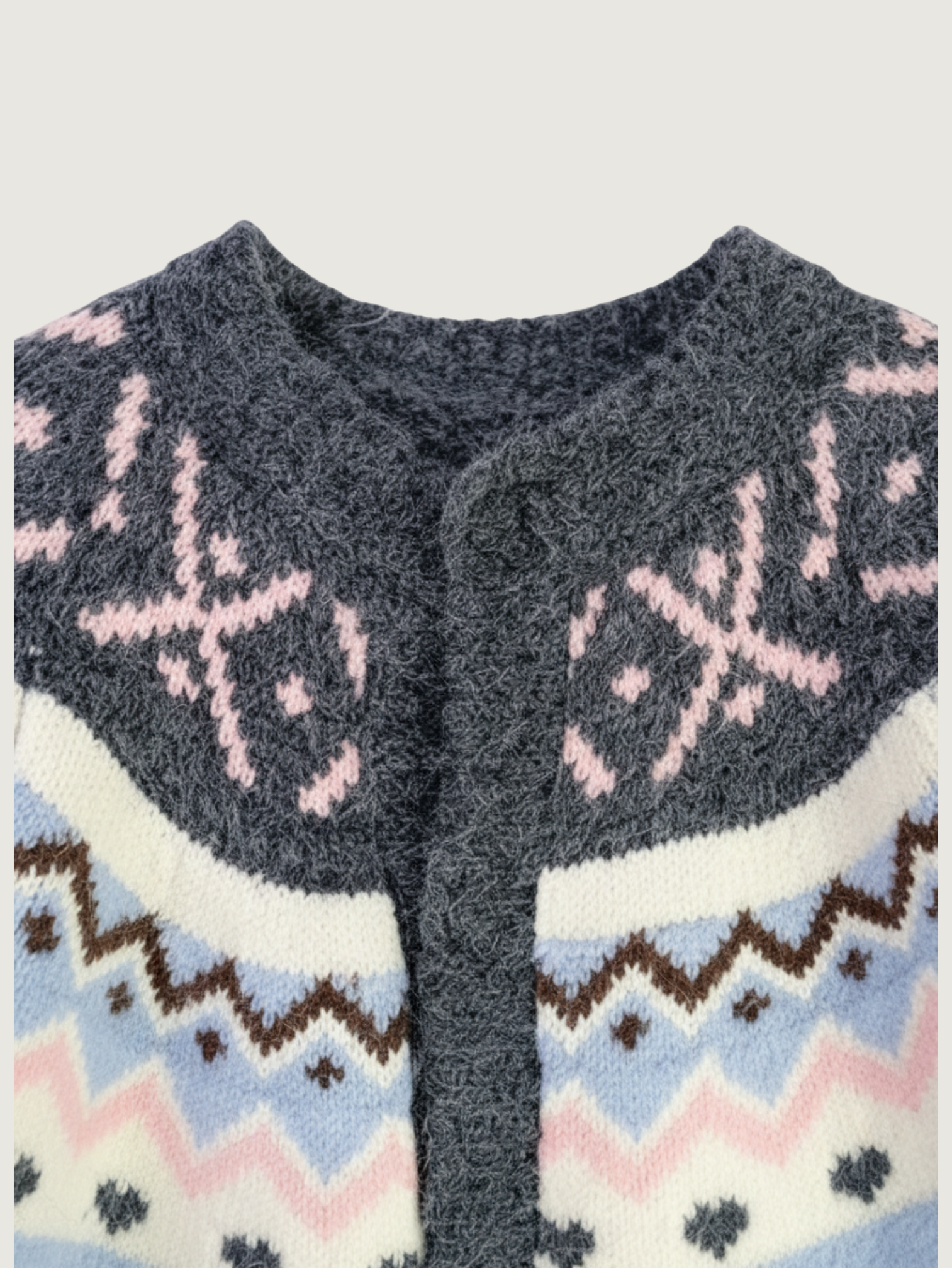 VINTAGE PATTERN KNIT CARDIGAN I BLUE