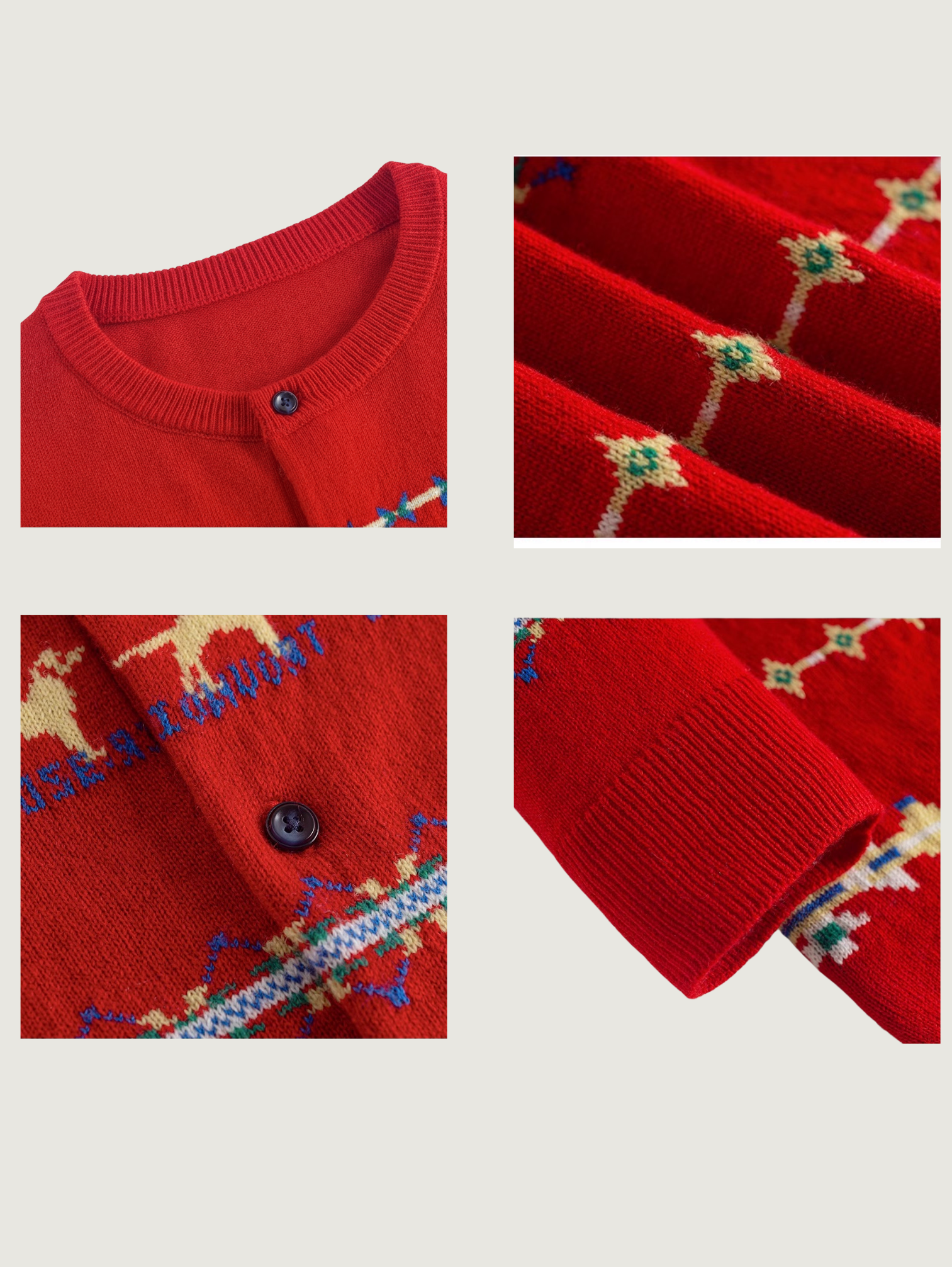 CHRISTMAS RED PUPPY KNIT CARDIGAN
