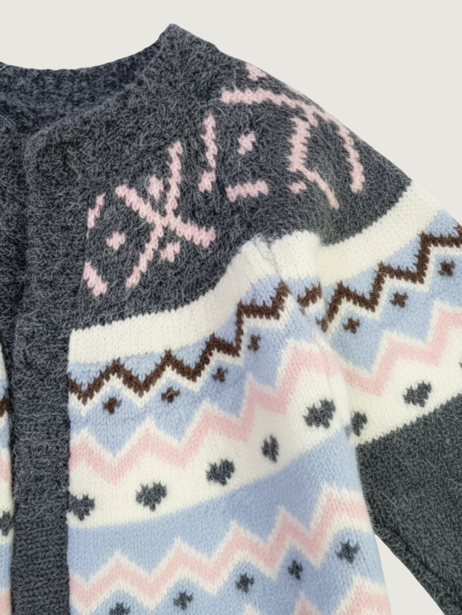 VINTAGE PATTERN KNIT CARDIGAN I BLUE