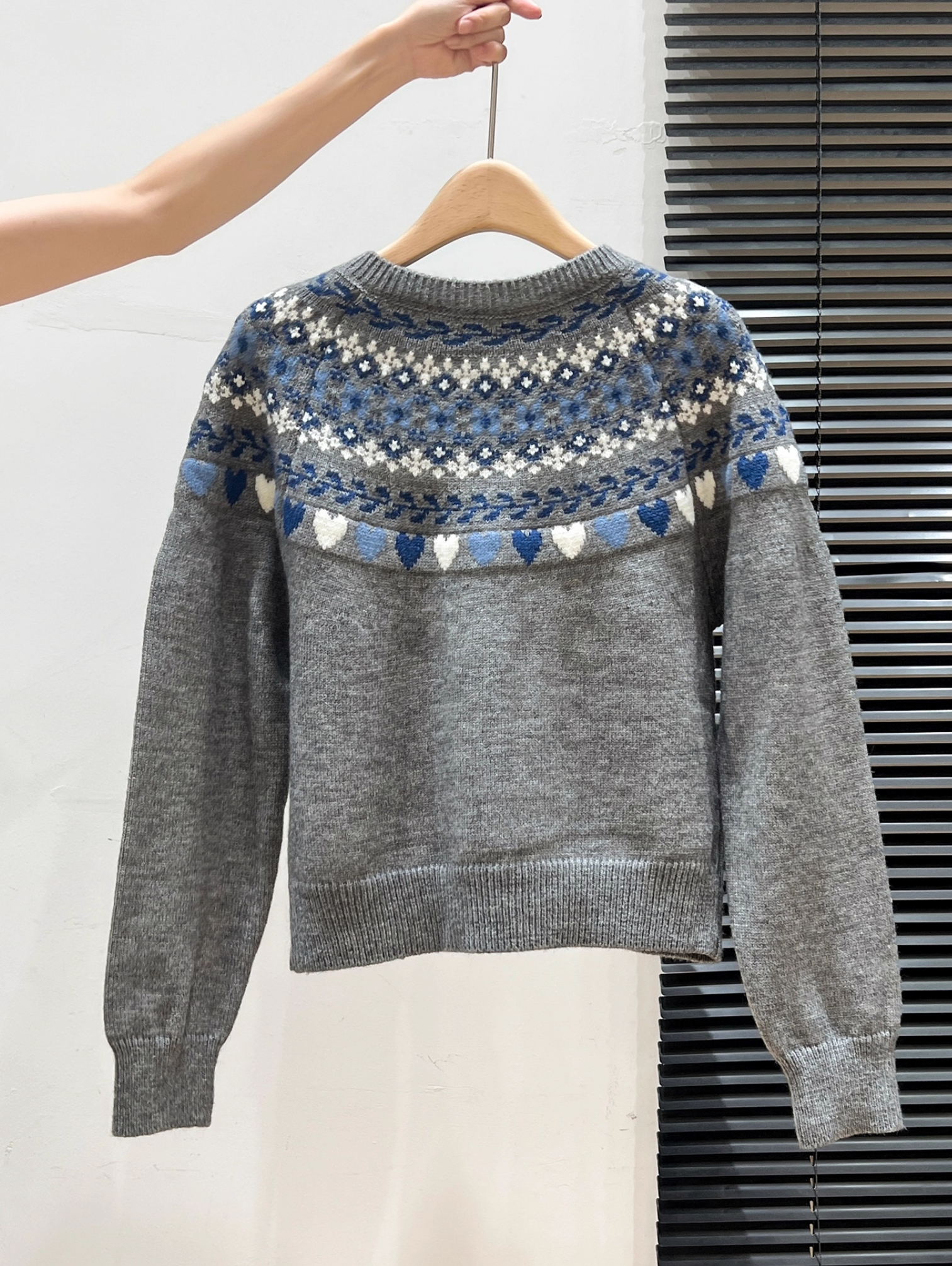 FAIR ISLE HEARTS WOOL-BLEND CARDIGAN