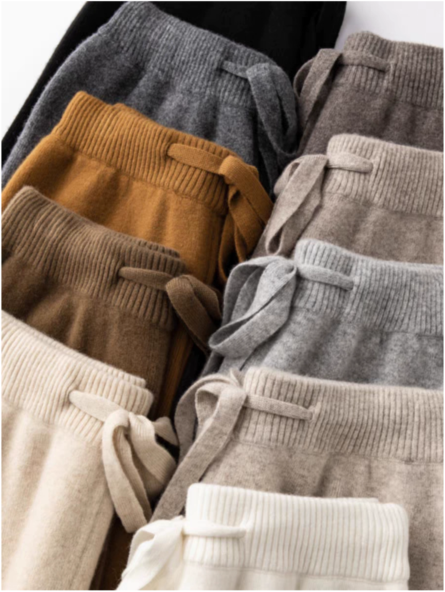 100% WOOL WIDE-LEG KNIT PANTS