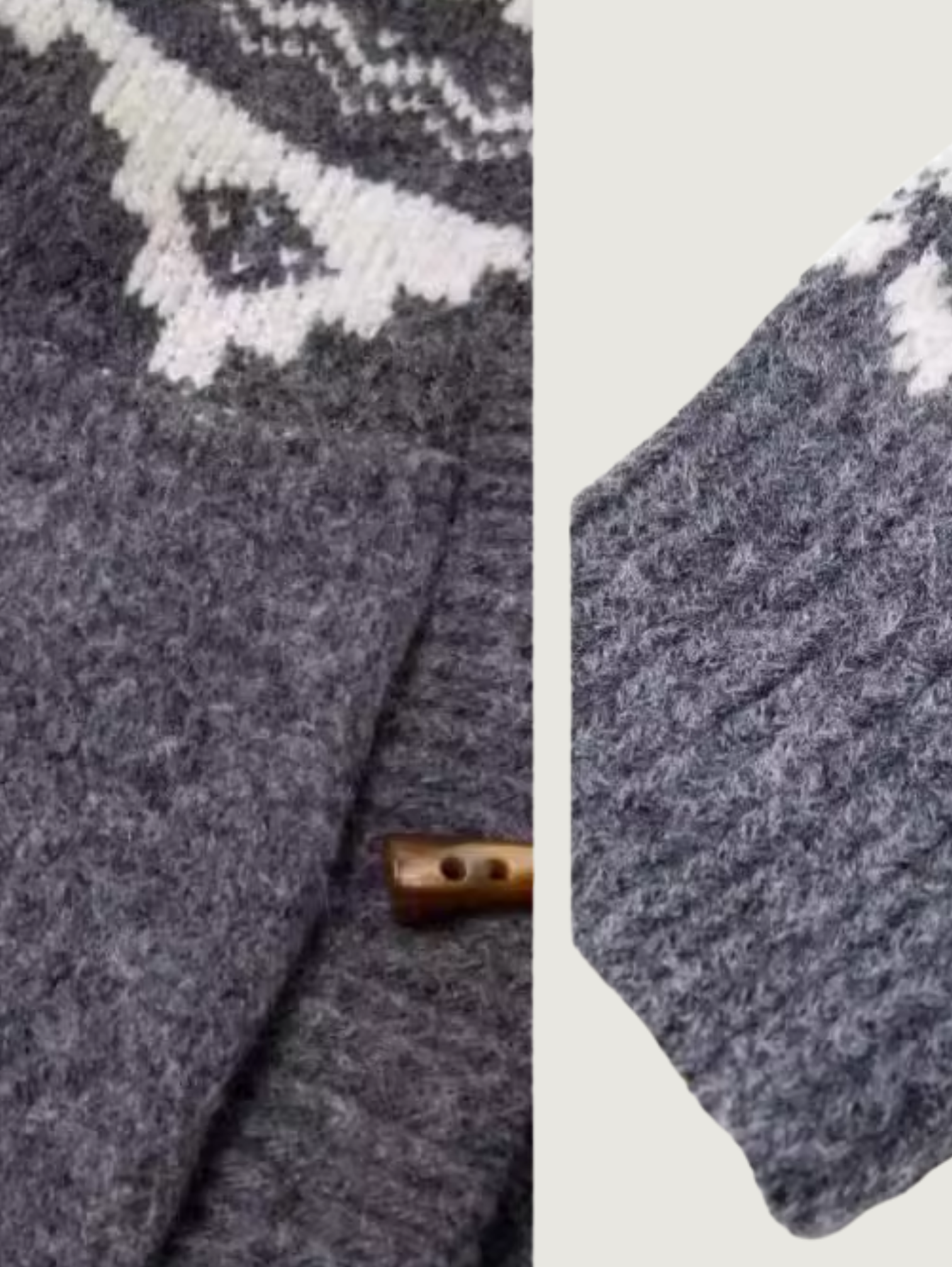 UNISEX FAIR ISLE ZIP CARDIGAN WITH REMOVABLE FUR COLLAR