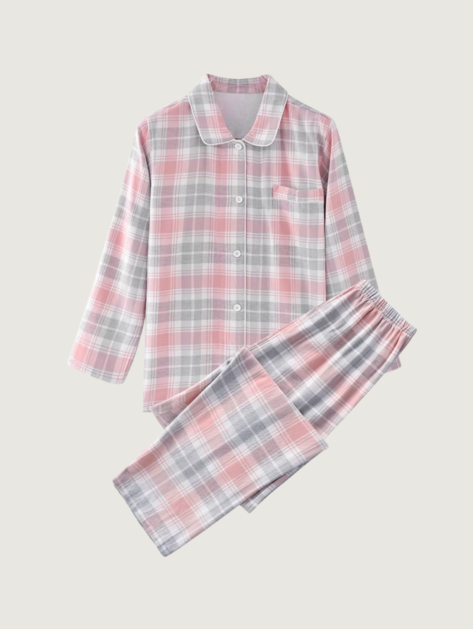 PINK GREY UNISEX PURE COTTON PAJAMA SET