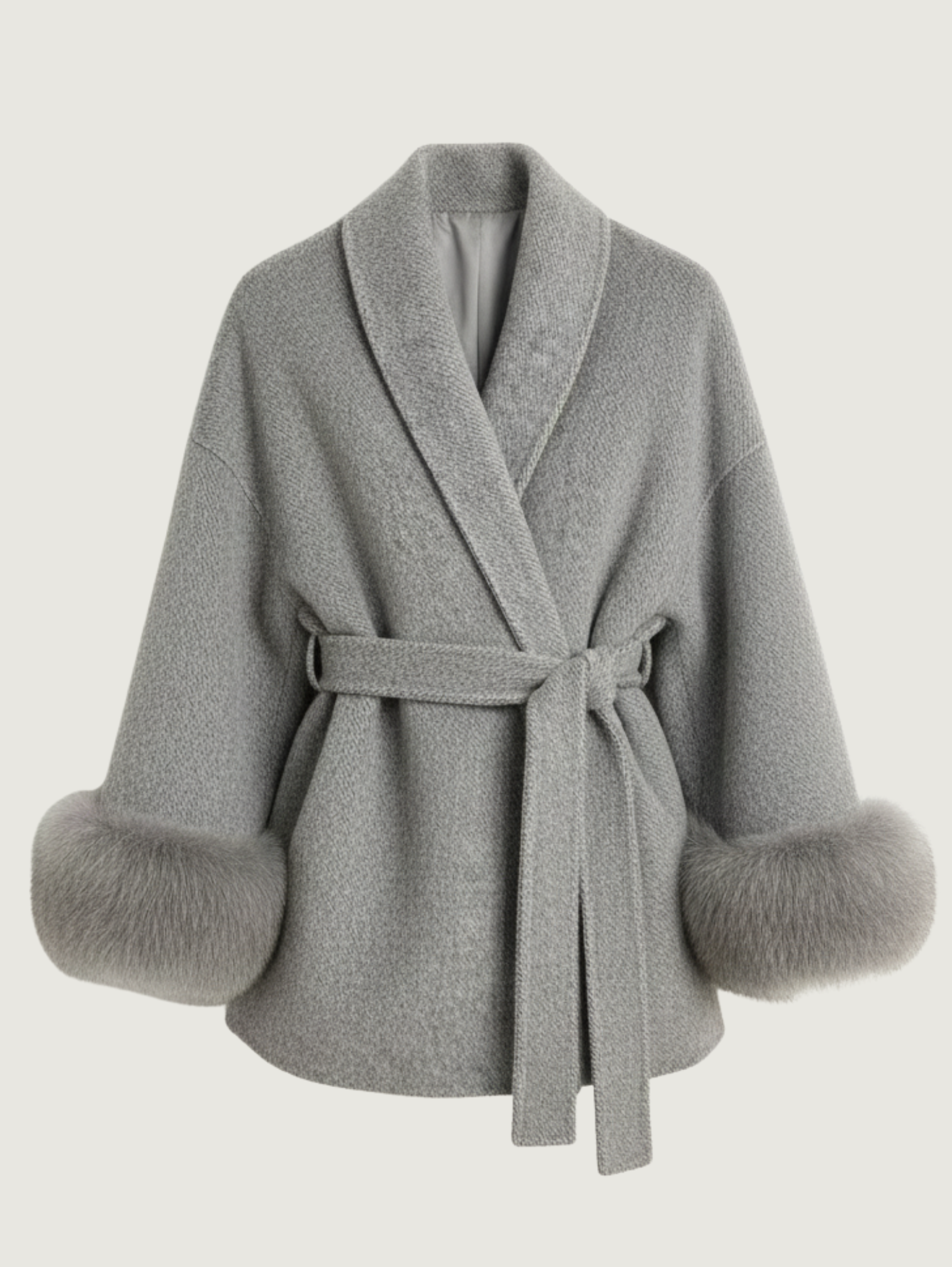 LUXURY DOUBLE-FACED CASHMERE JACKET WITH FOX FUR TRIM