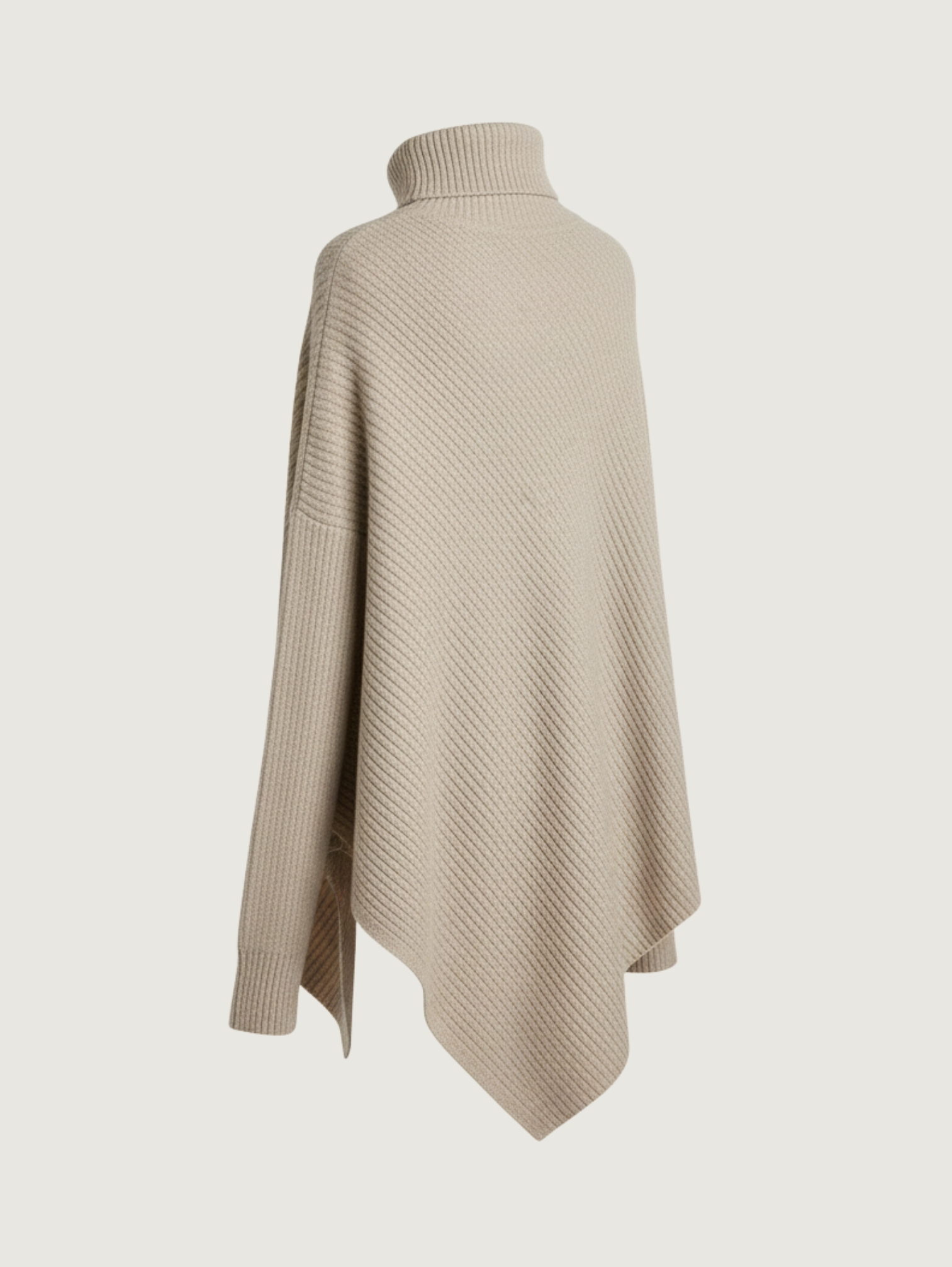 HIGH-NECK ASYMMETRIC KNIT SWEATER