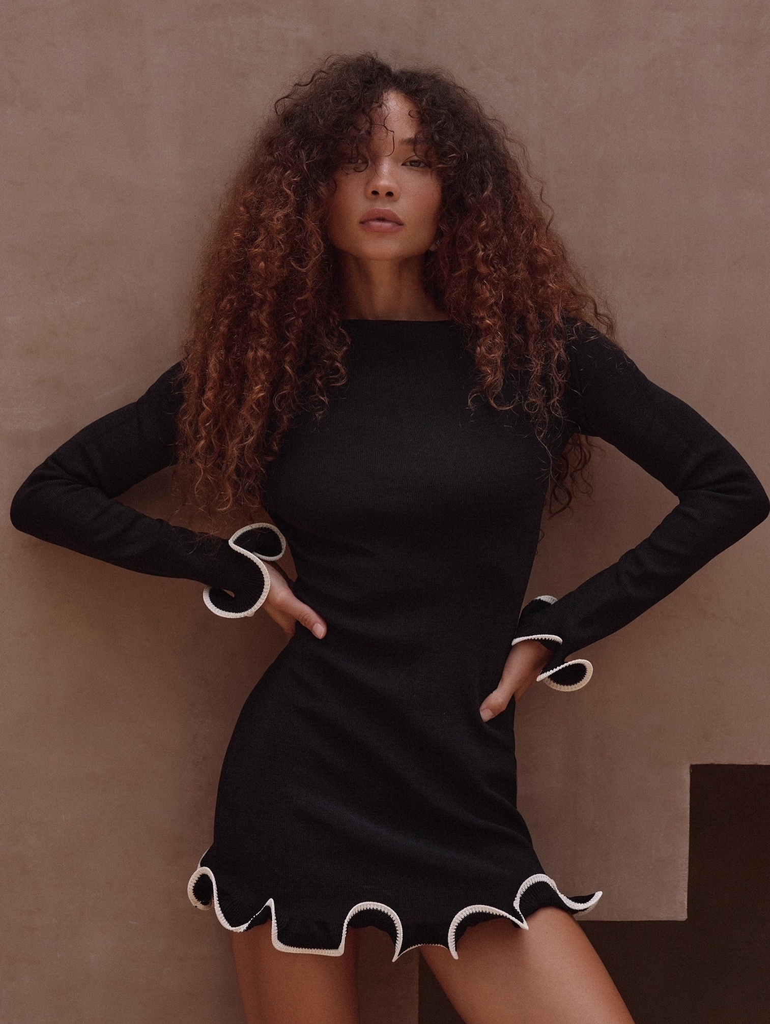 LACE PATCHWORK KNIT DRESS