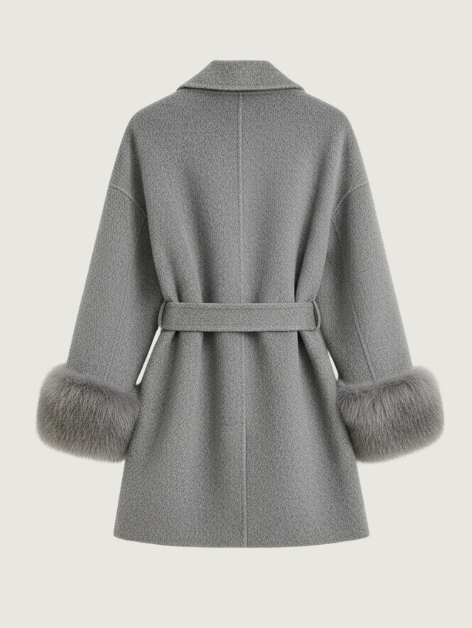 LUXURY DOUBLE-FACED CASHMERE JACKET WITH FOX FUR TRIM
