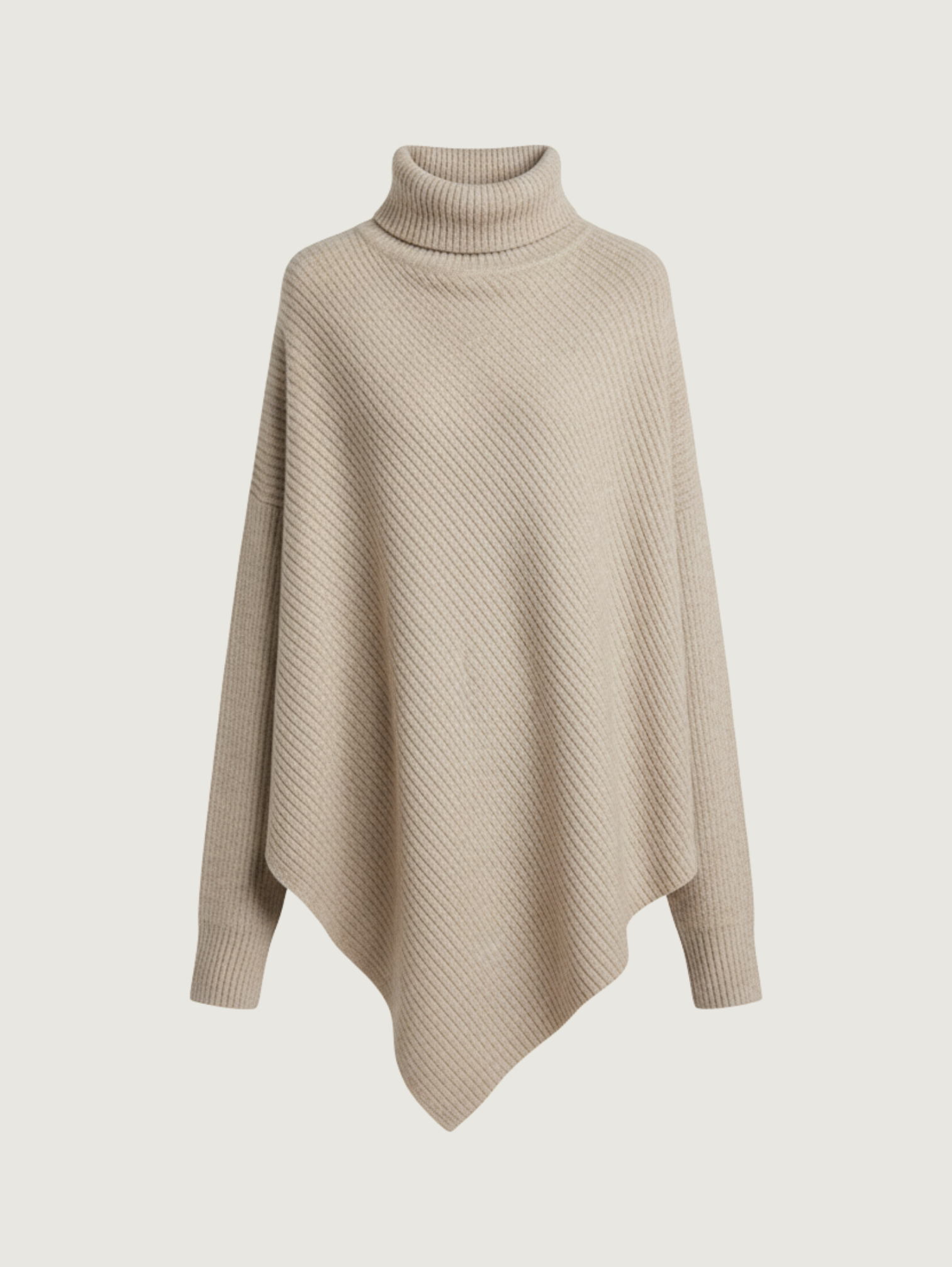 HIGH-NECK ASYMMETRIC KNIT SWEATER