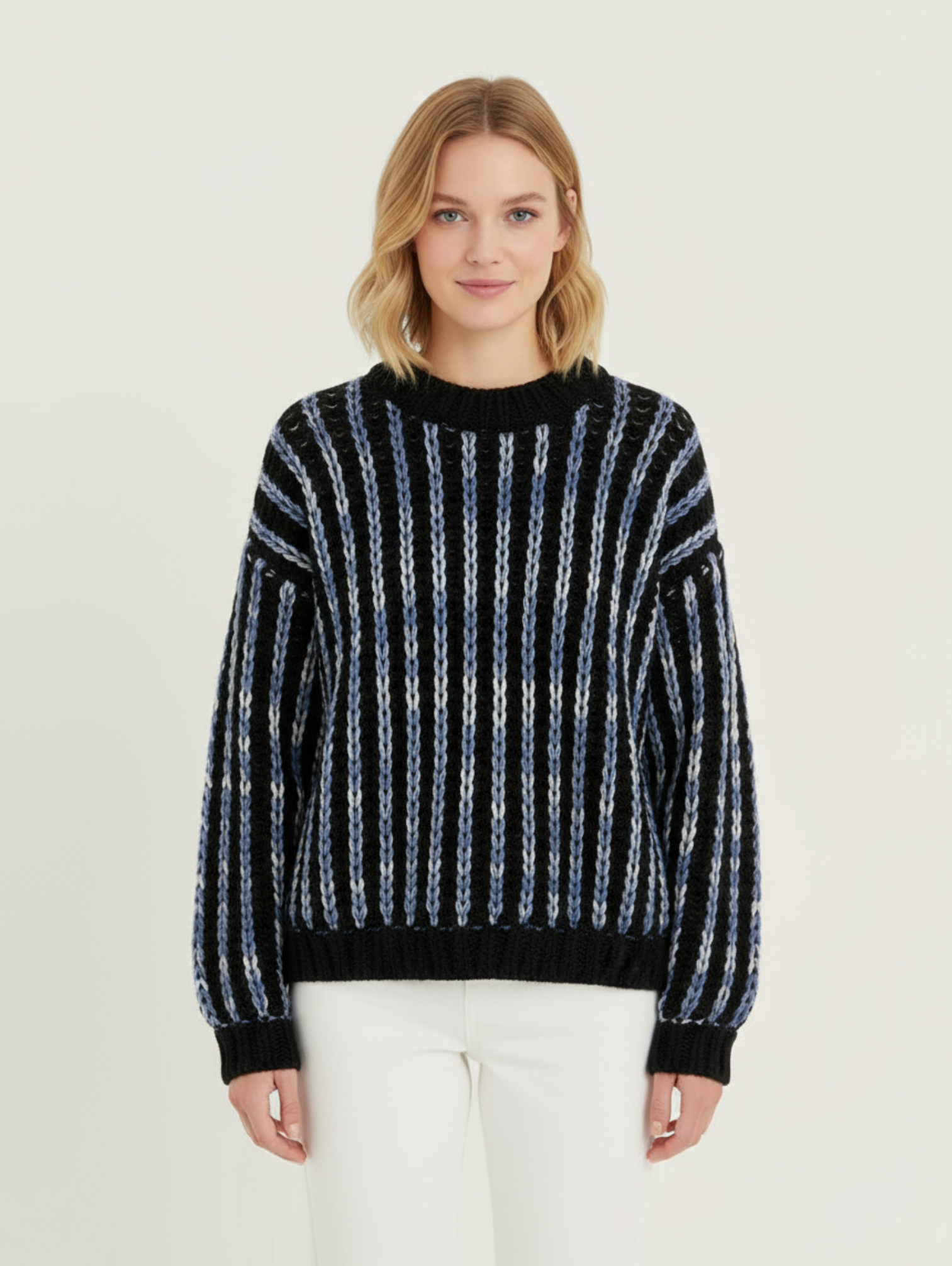 RETRO CONTRAST STRIPE KNIT SWEATER