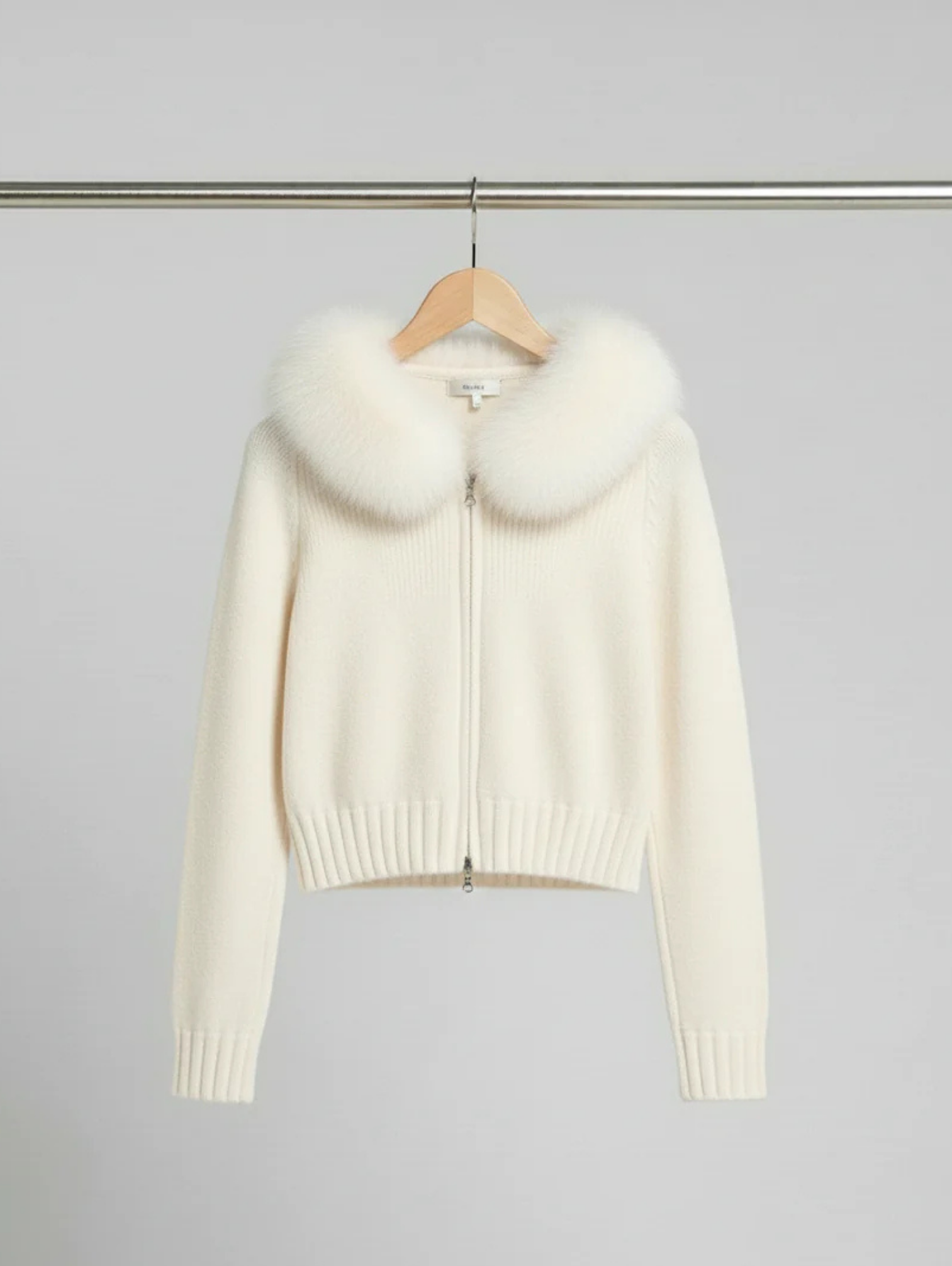HOODED FOX FUR KNIT JACKET