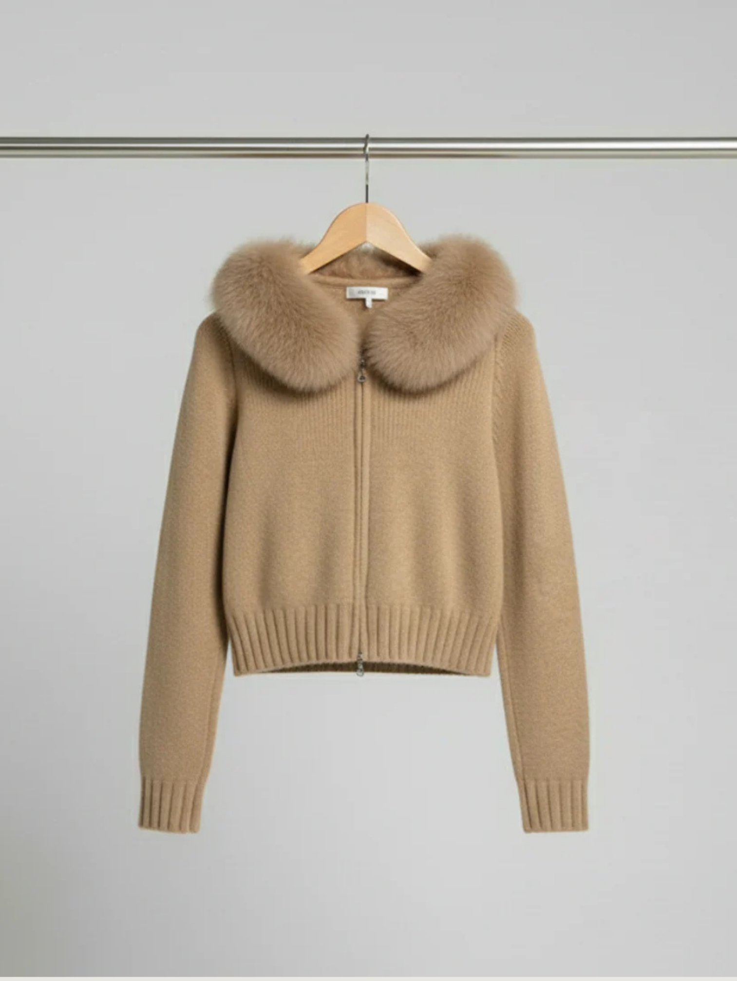 HOODED FOX FUR KNIT JACKET