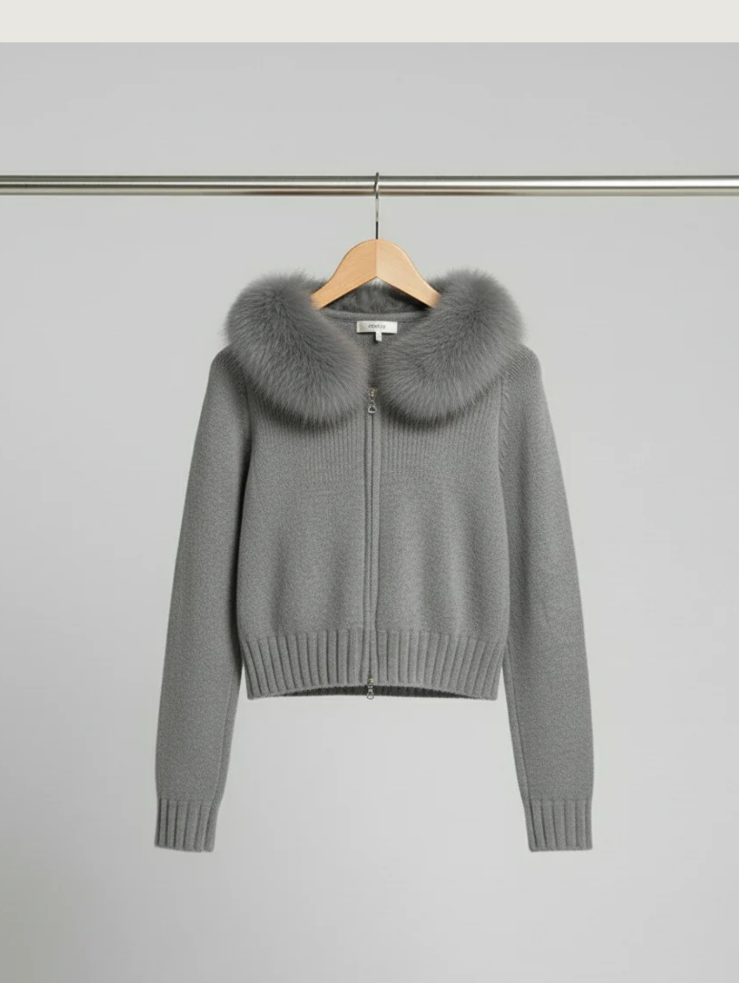 HOODED FOX FUR KNIT JACKET
