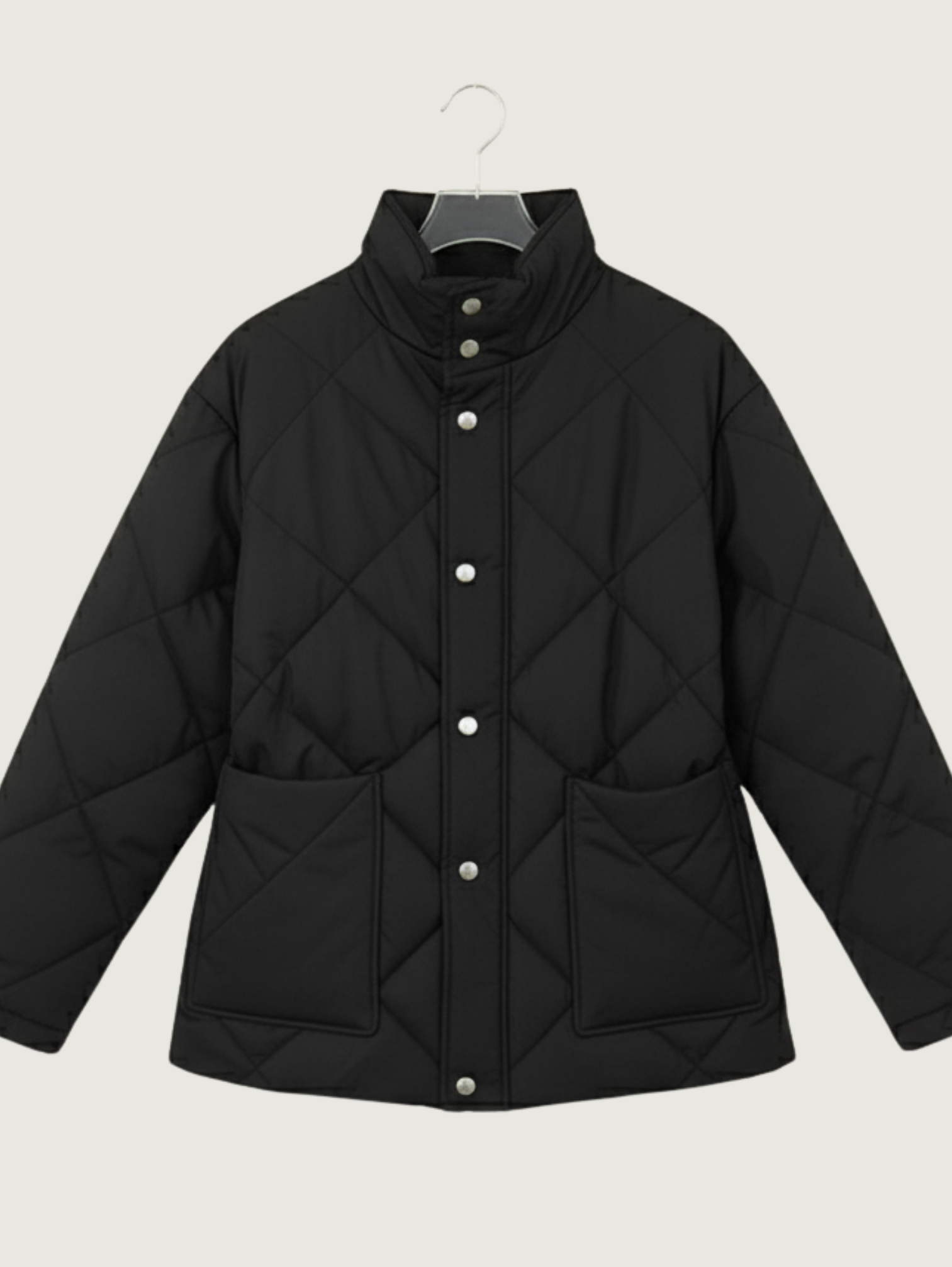 HIGH-NECK QUILTED PADDED SHORT COAT WITH BELTED WAIST