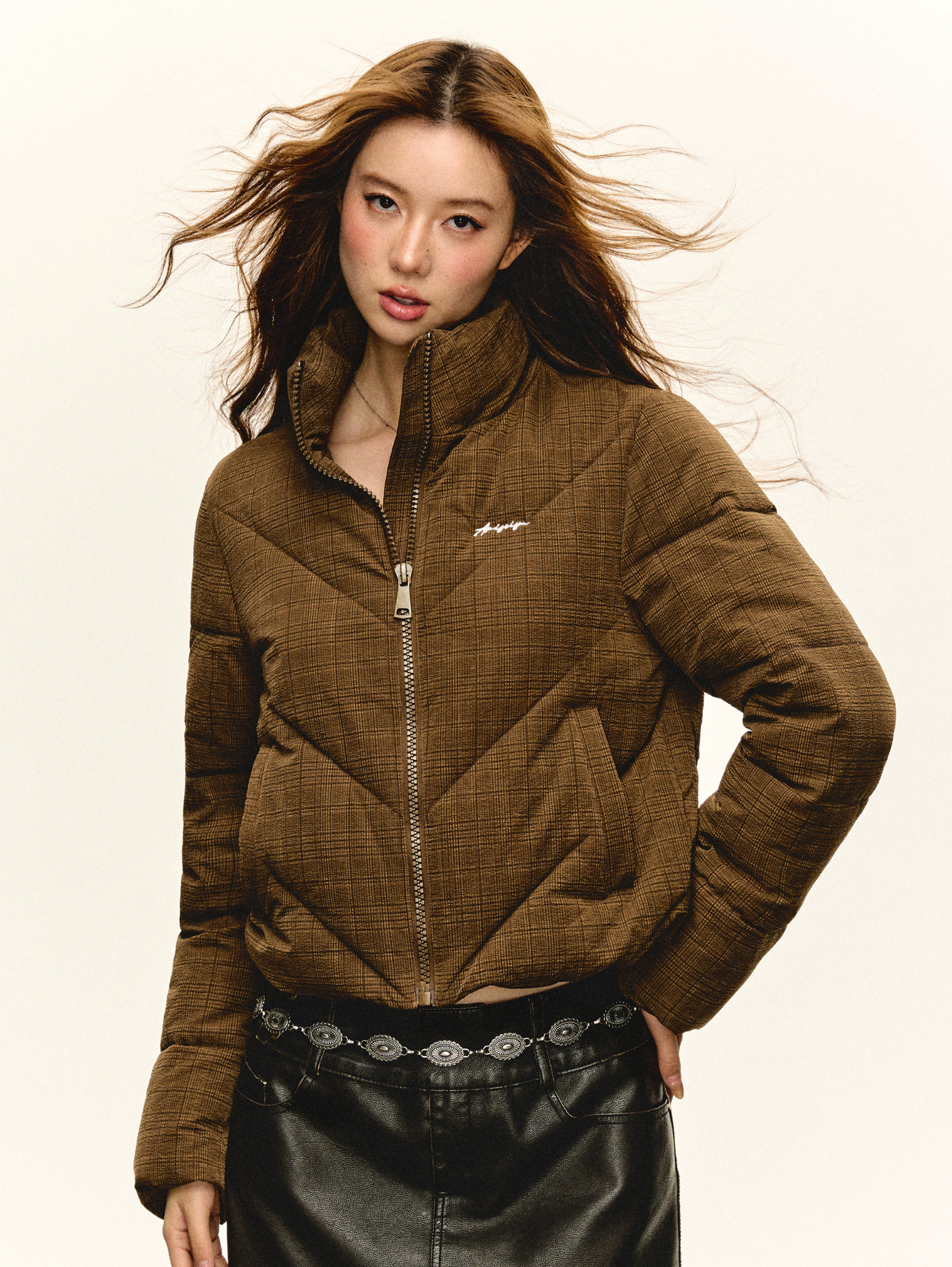 QUILTED STAND COLLAR JACKET