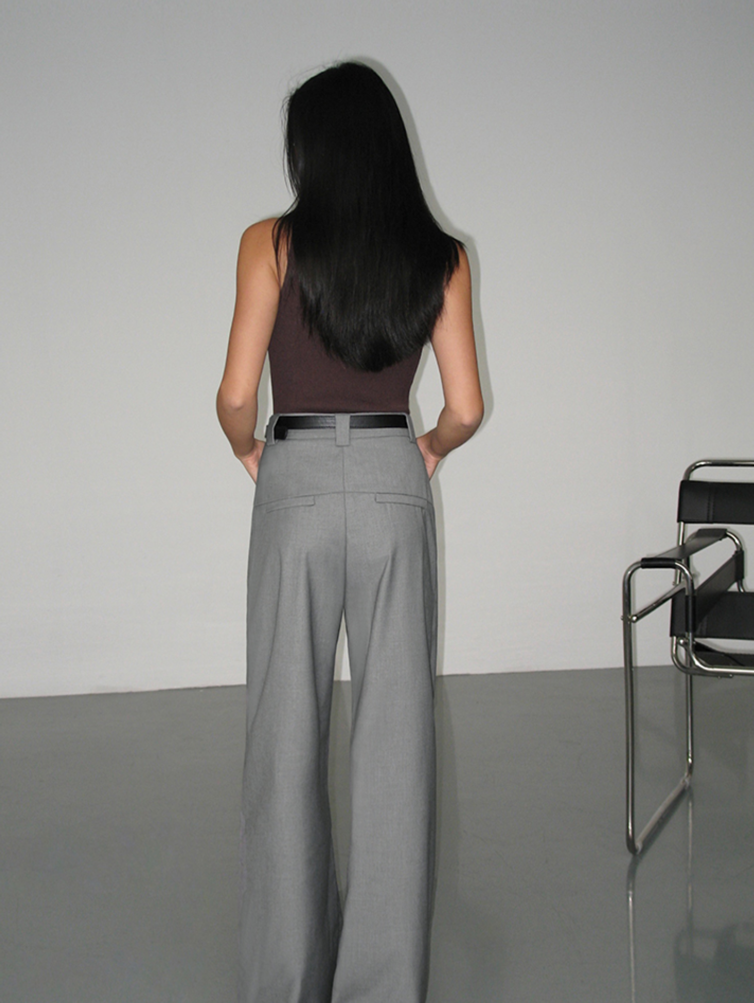 HIGH-WAIST STRAIGHT DRAPEY PANTS