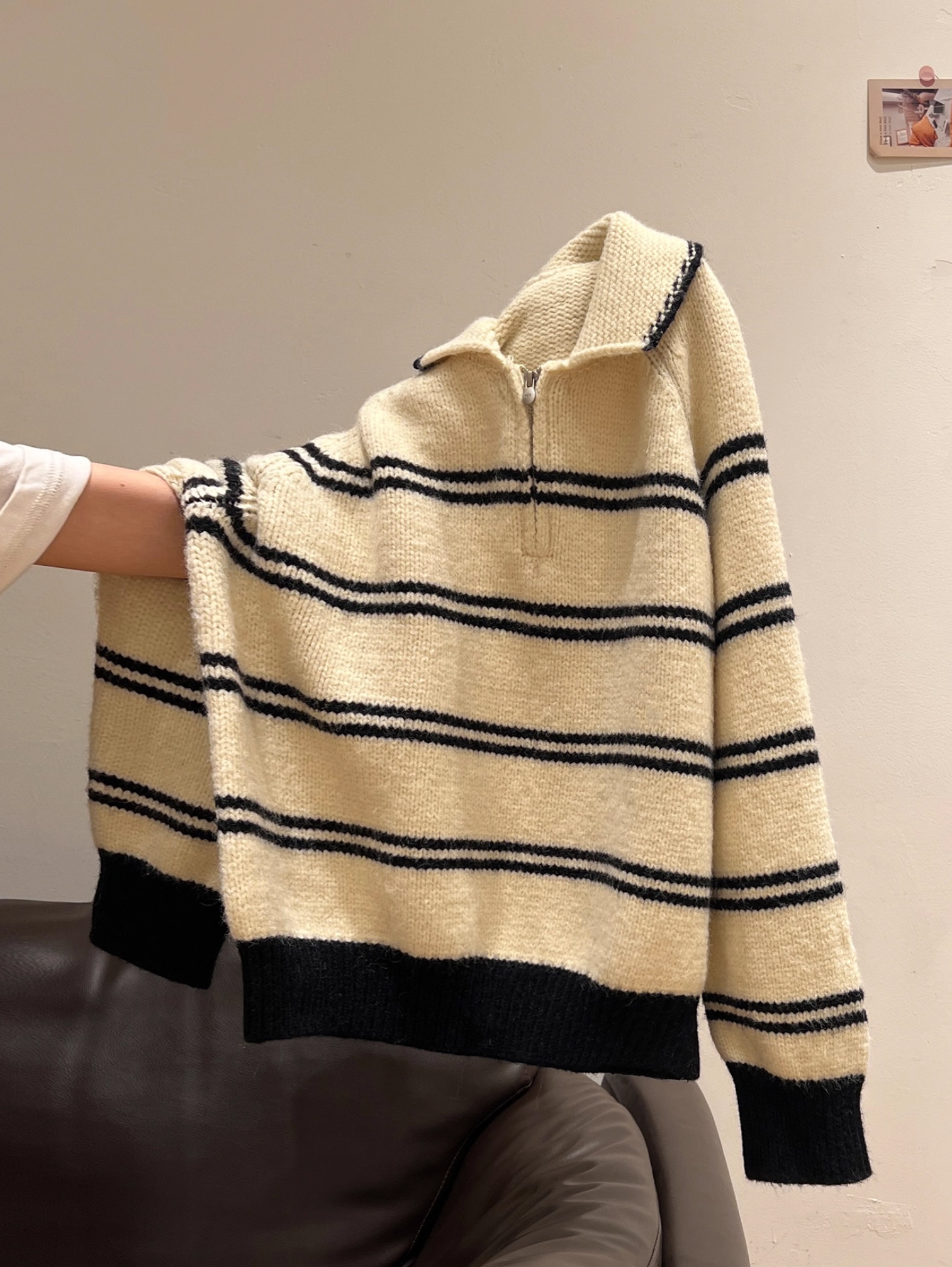 FAIR ISLE STRIPE HALF-ZIP SWEATER