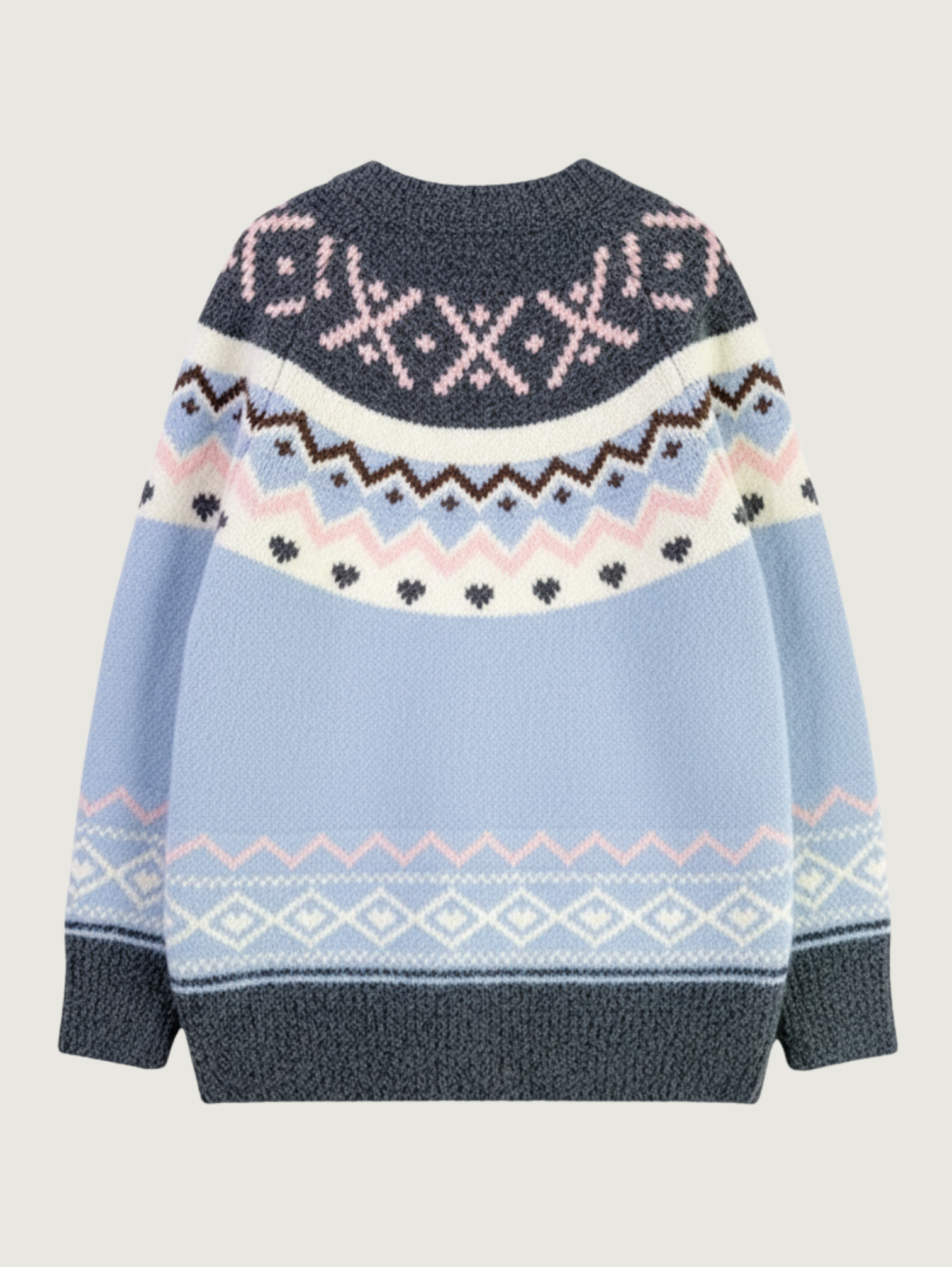 VINTAGE PATTERN KNIT CARDIGAN I BLUE