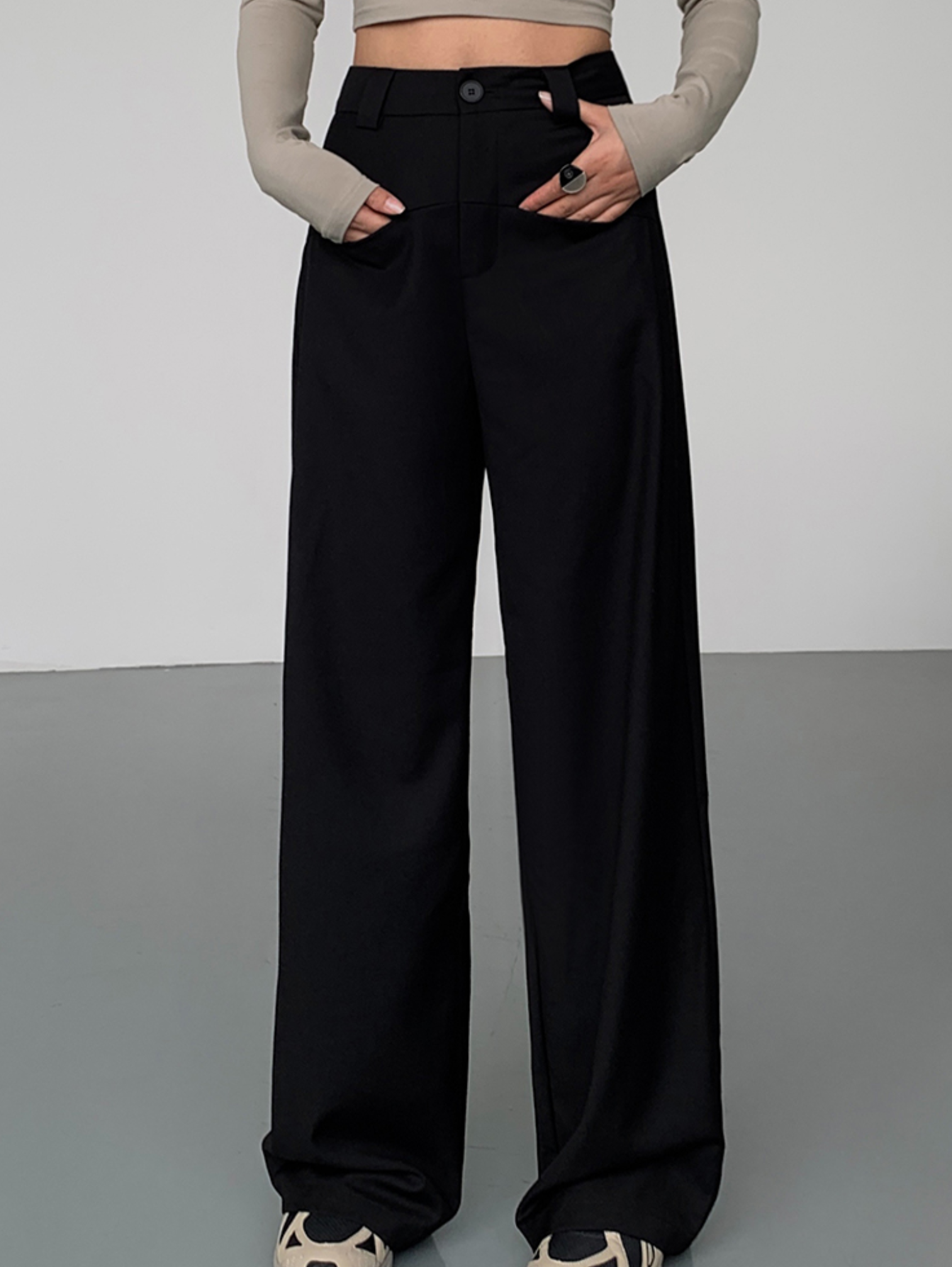 HIGH-WAIST STRAIGHT DRAPEY PANTS
