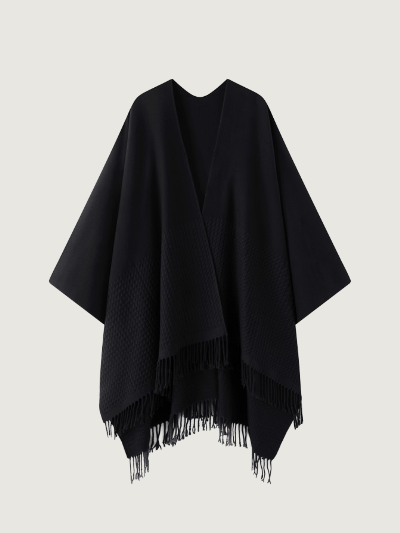 LUXURY FRINGED KNIT SHAWL CAPE SCARF