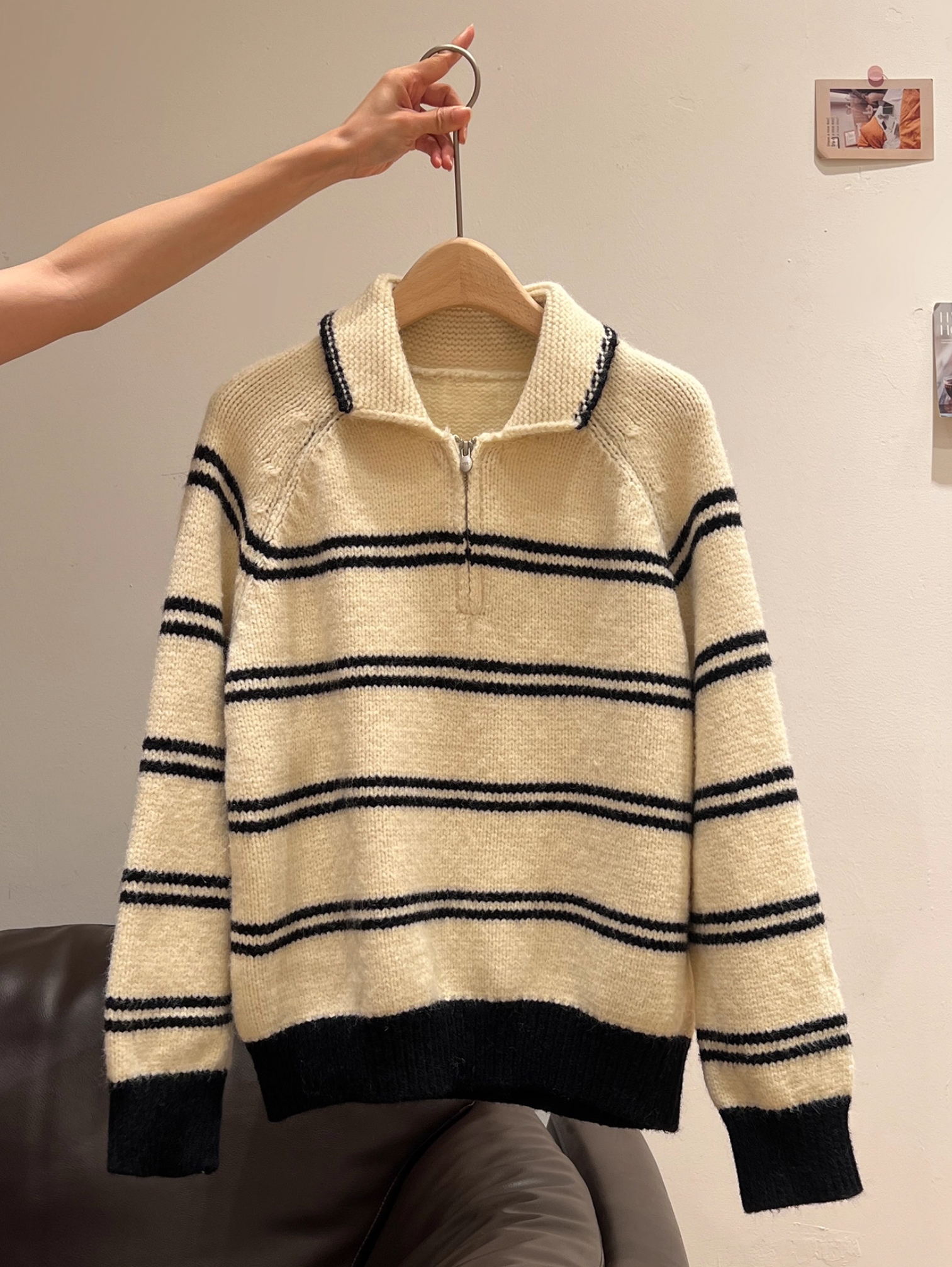 FAIR ISLE STRIPE HALF-ZIP SWEATER