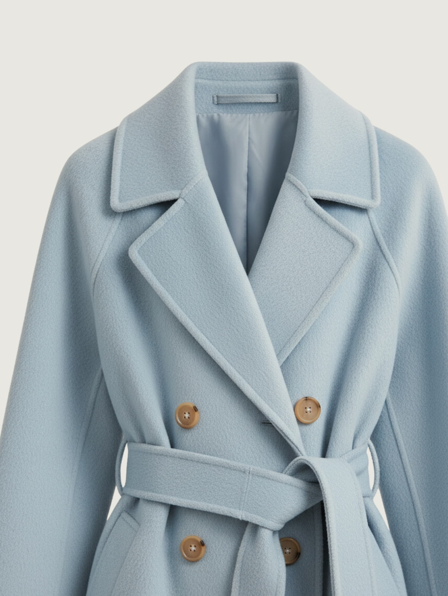 BLUE WOOL BELTED COAT