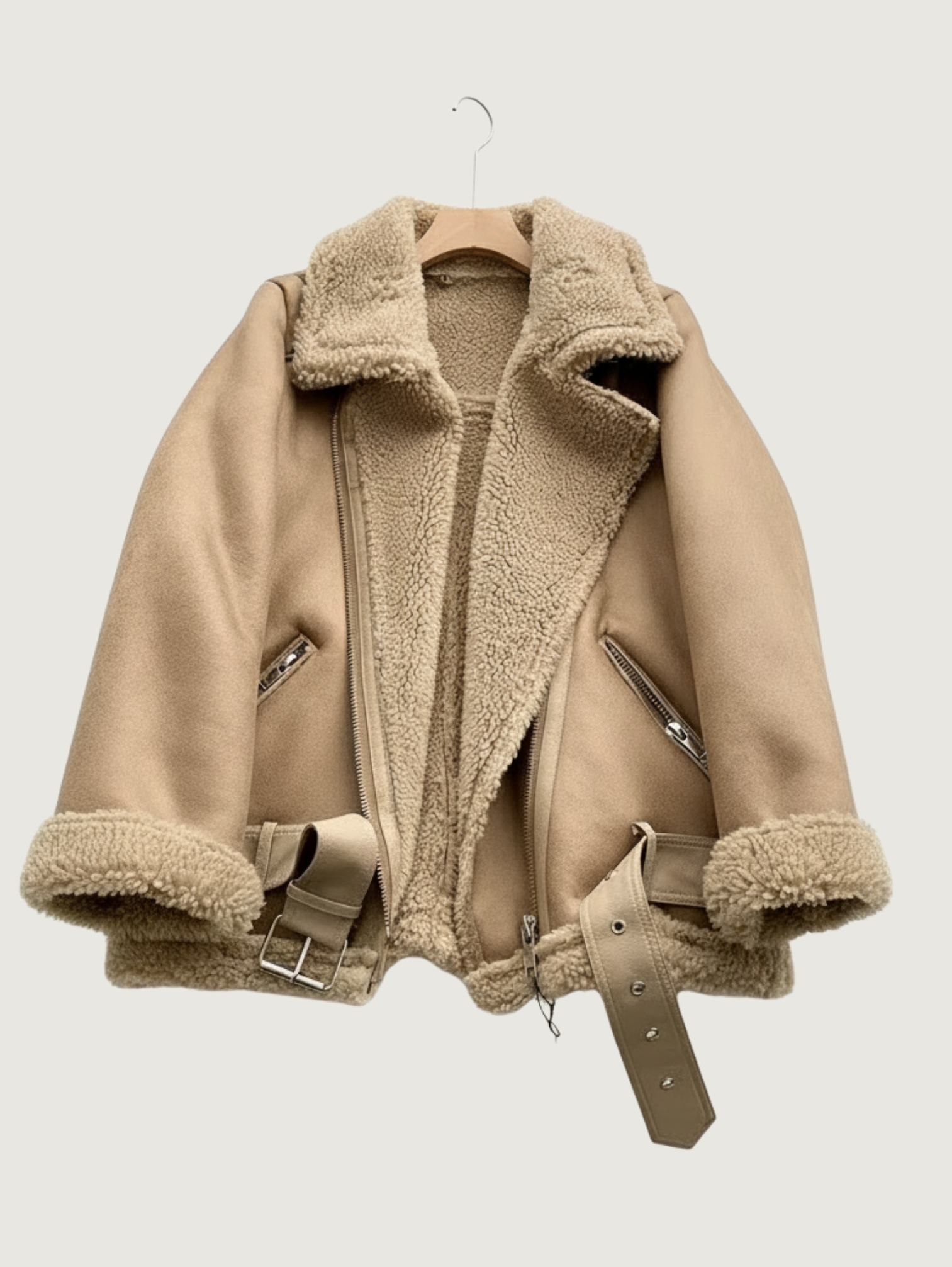 WINTER LAMB WOOL SHEARLING BIKER JACKET