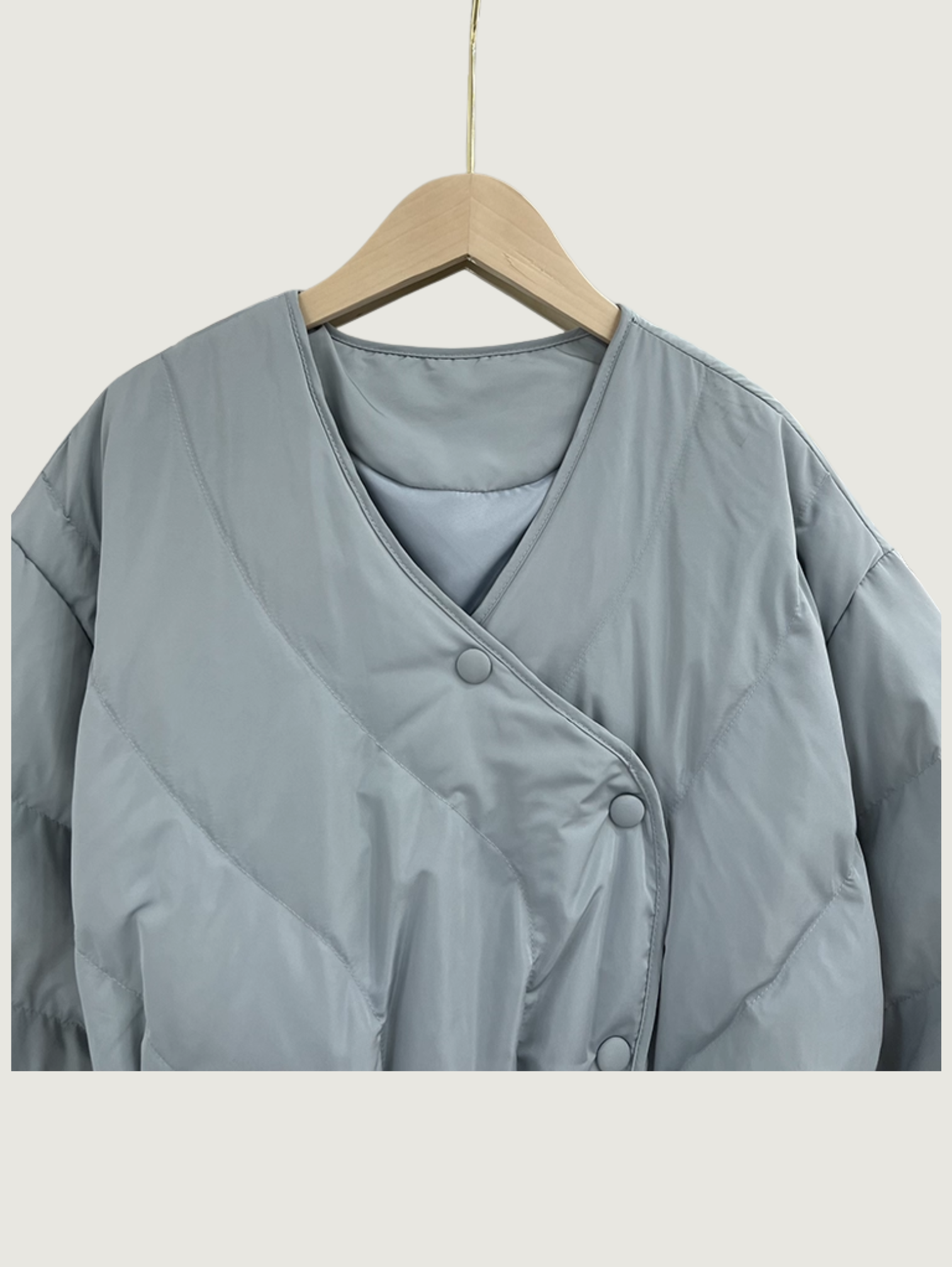 V-NECK SHORT DOWN JACKET WITH KNITTED SHAWL