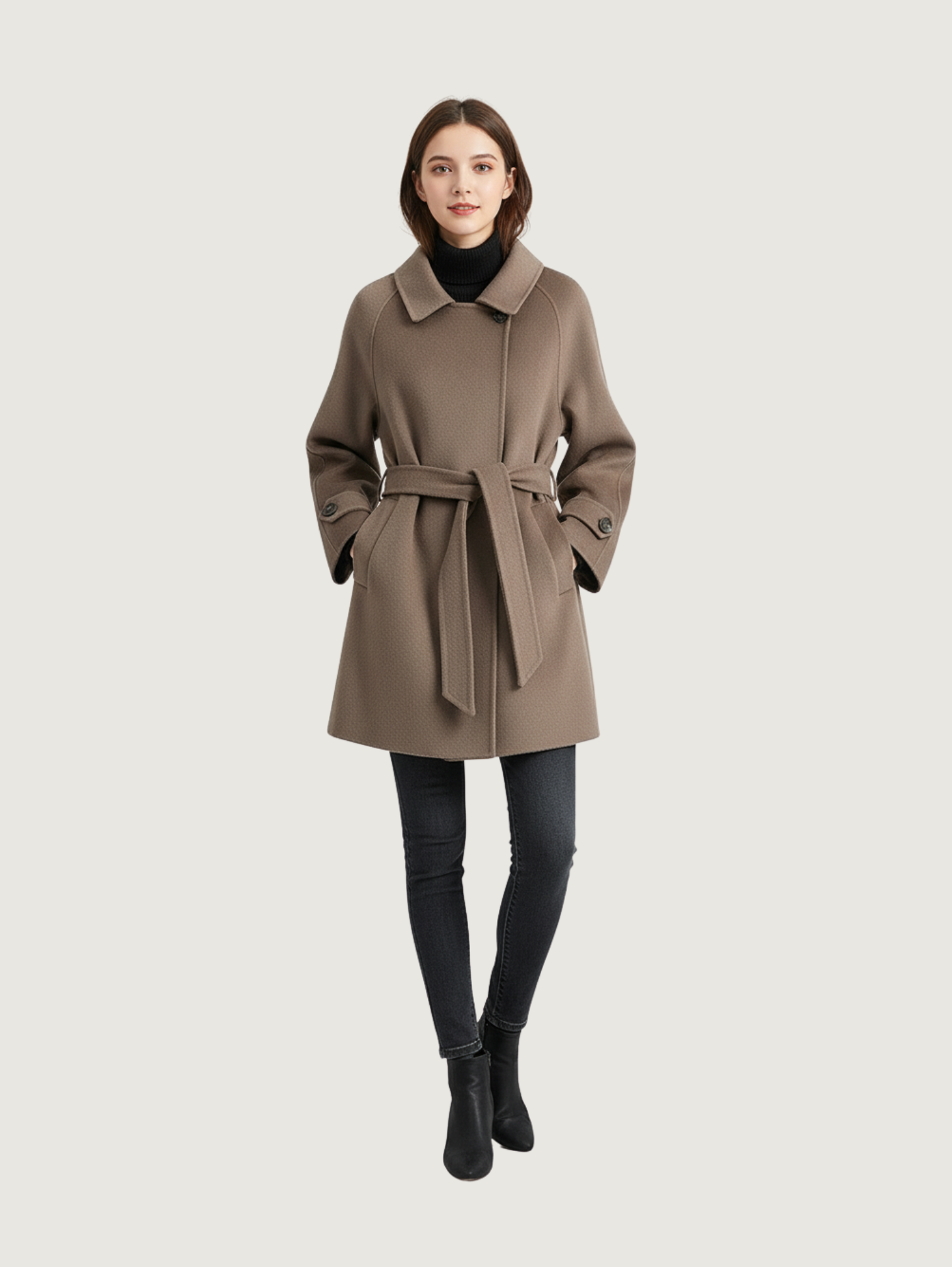 SHORT DOUBLE-FACED CASHMERE COAT