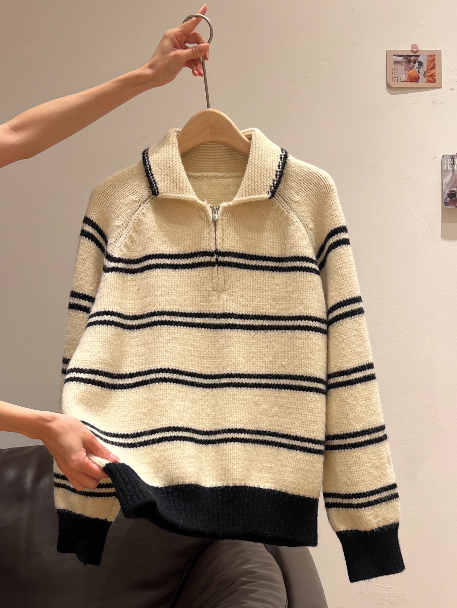 FAIR ISLE STRIPE HALF-ZIP SWEATER