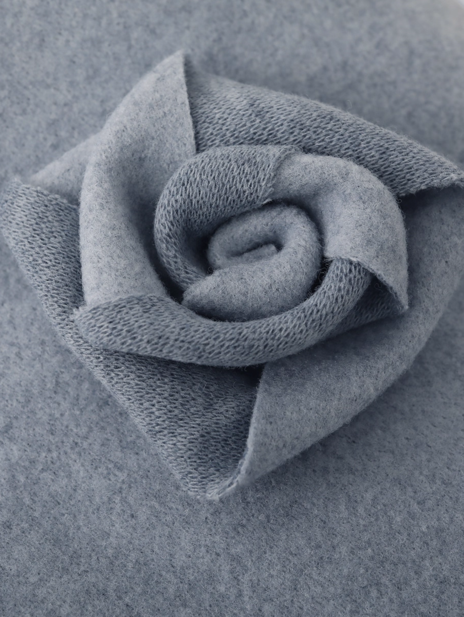 DESIGN FLORAL WOOL COAT WITH SCARF COLLAR – HAZE BLUE