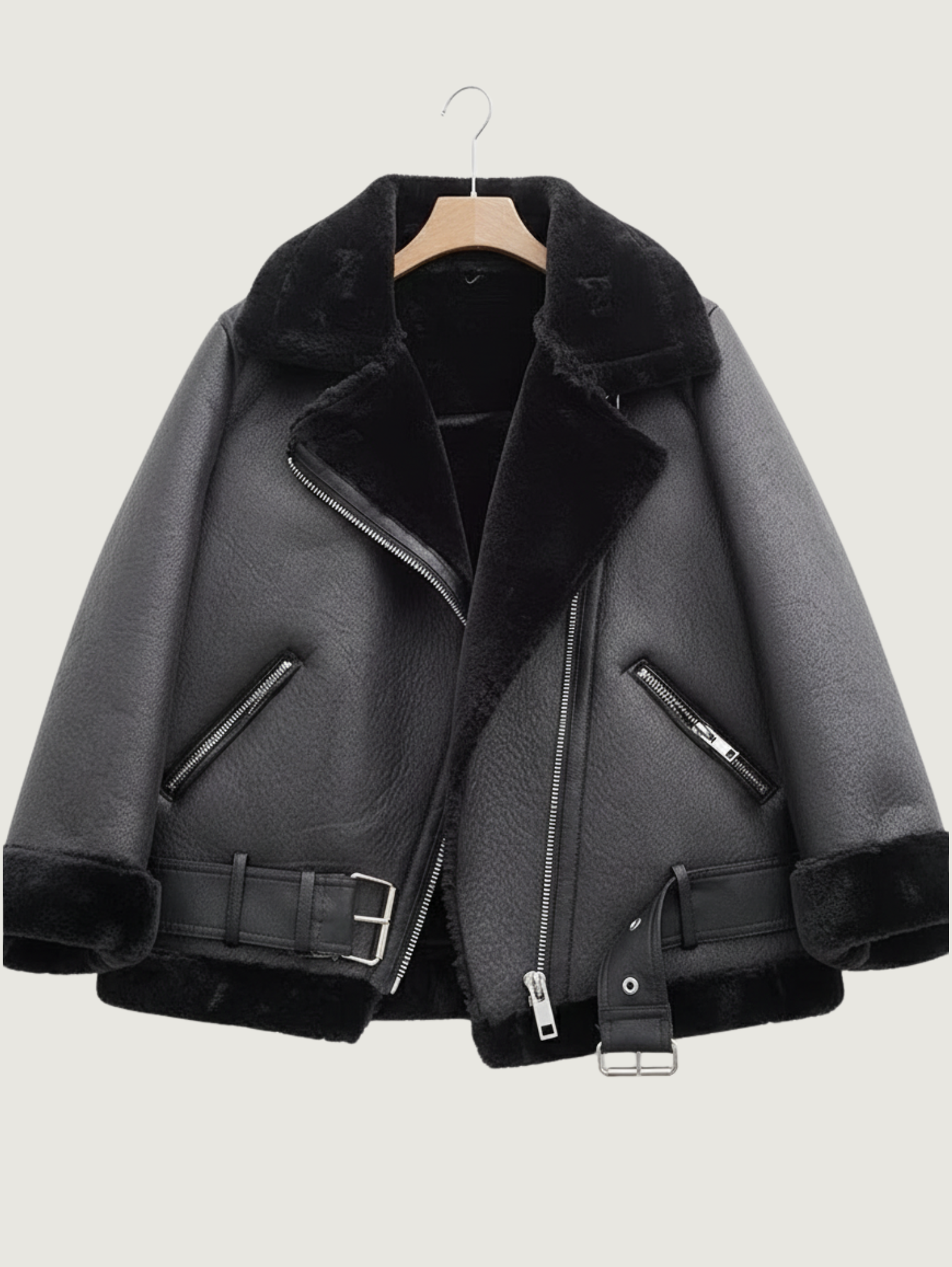 WINTER LAMB WOOL SHEARLING BIKER JACKET