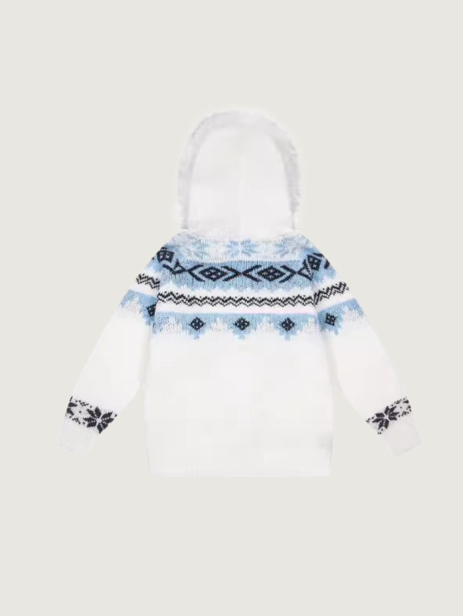 UNISEX FAIR ISLE ZIP CARDIGAN WITH REMOVABLE FUR COLLAR